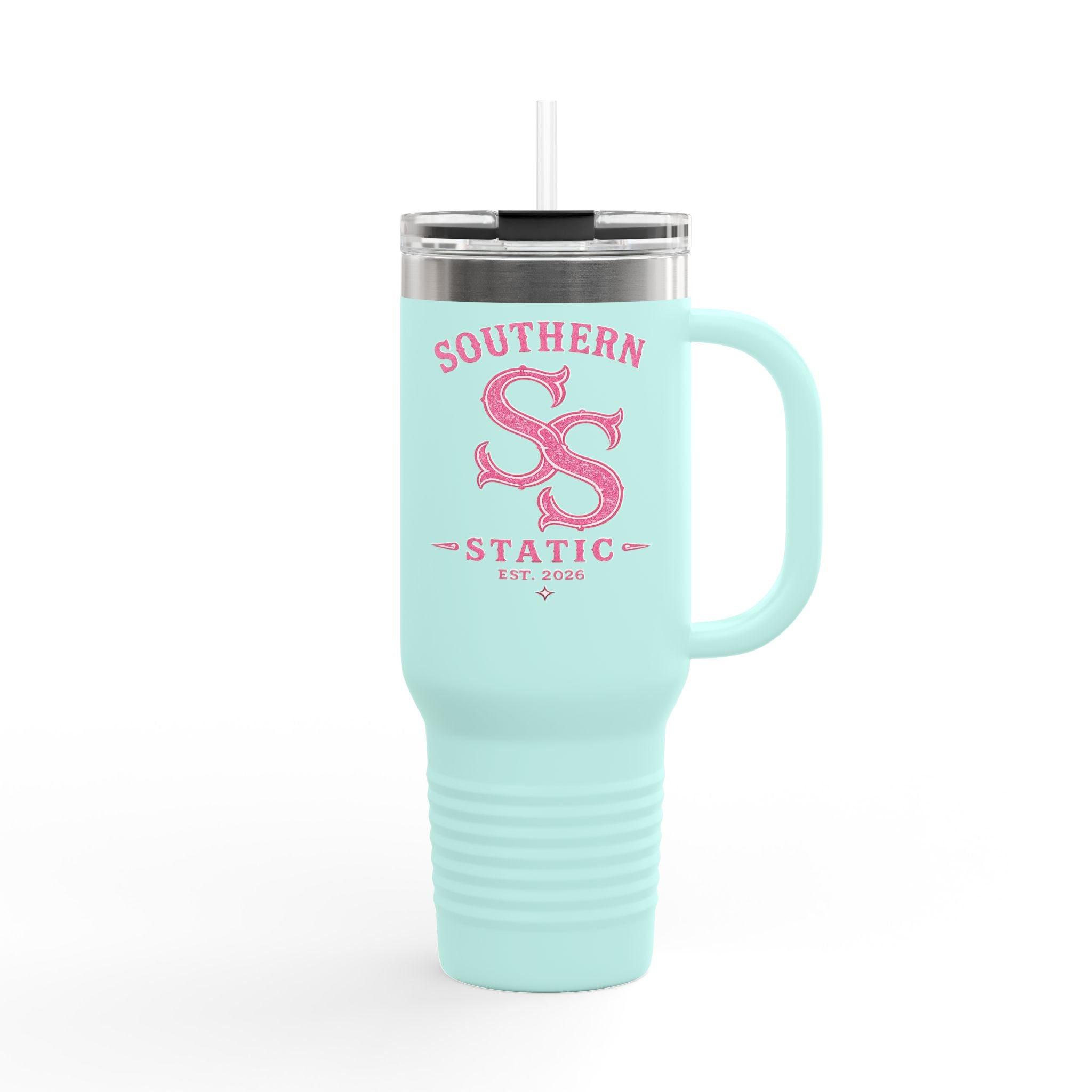 40oz Insulated Travel Mug — Southern Static Pink Logo