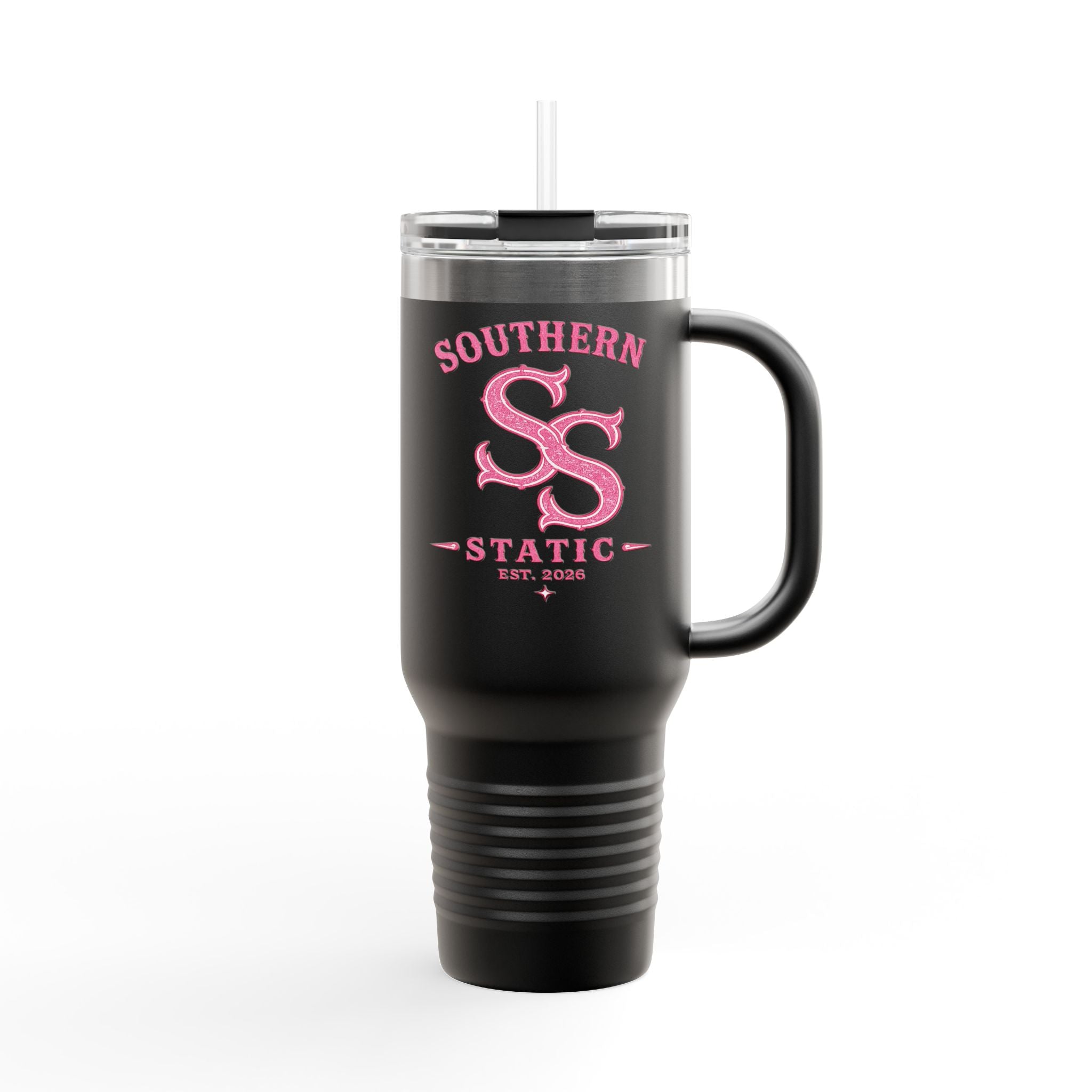 40oz Insulated Travel Mug — Southern Static Pink Logo