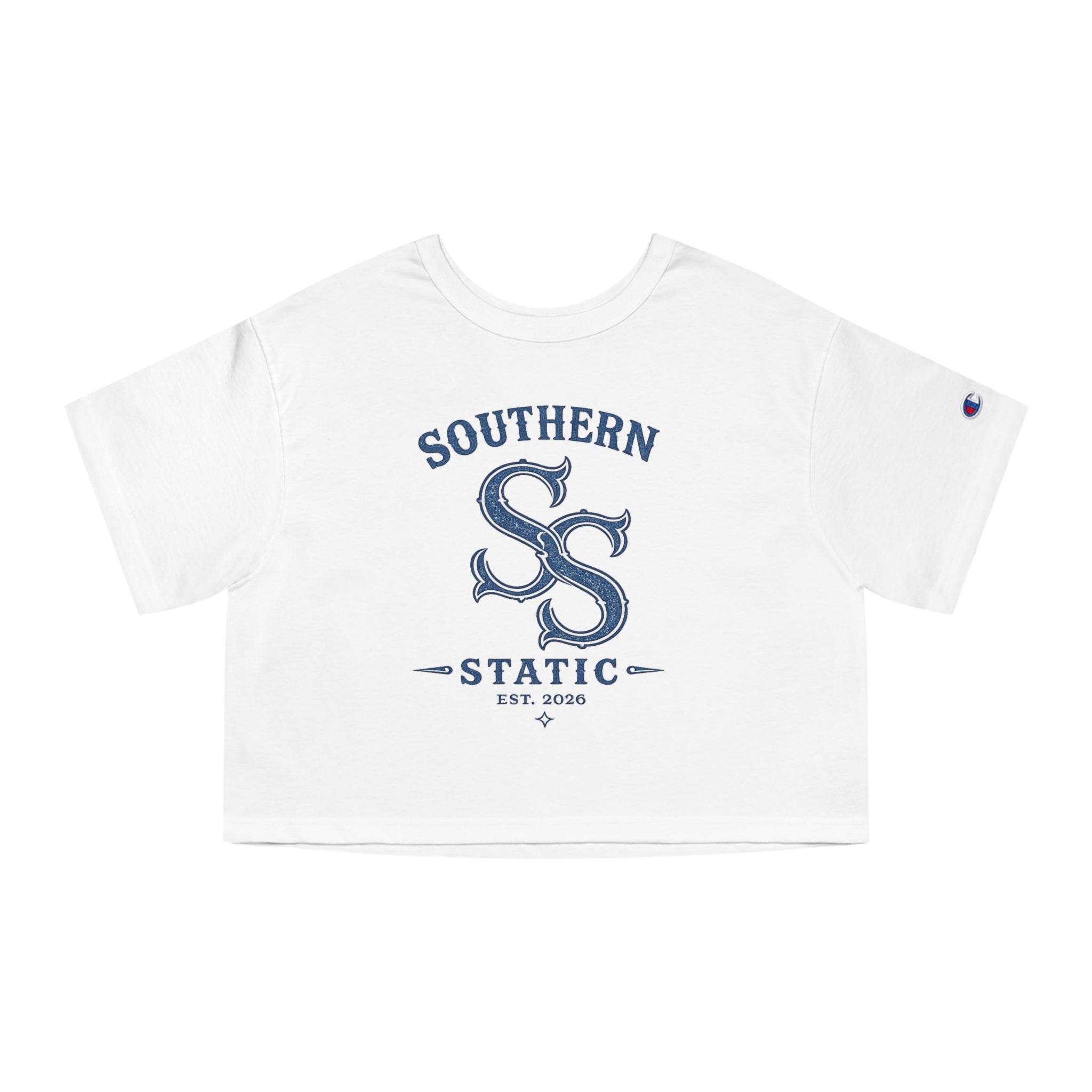 Southern Static Cropped T‑Shirt — Vintage Collegiate Logo
