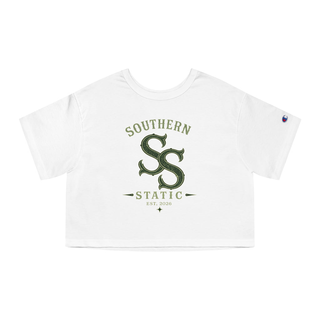 Southern Static Cropped T-Shirt — Vintage Athletic Logo Women’s Tee