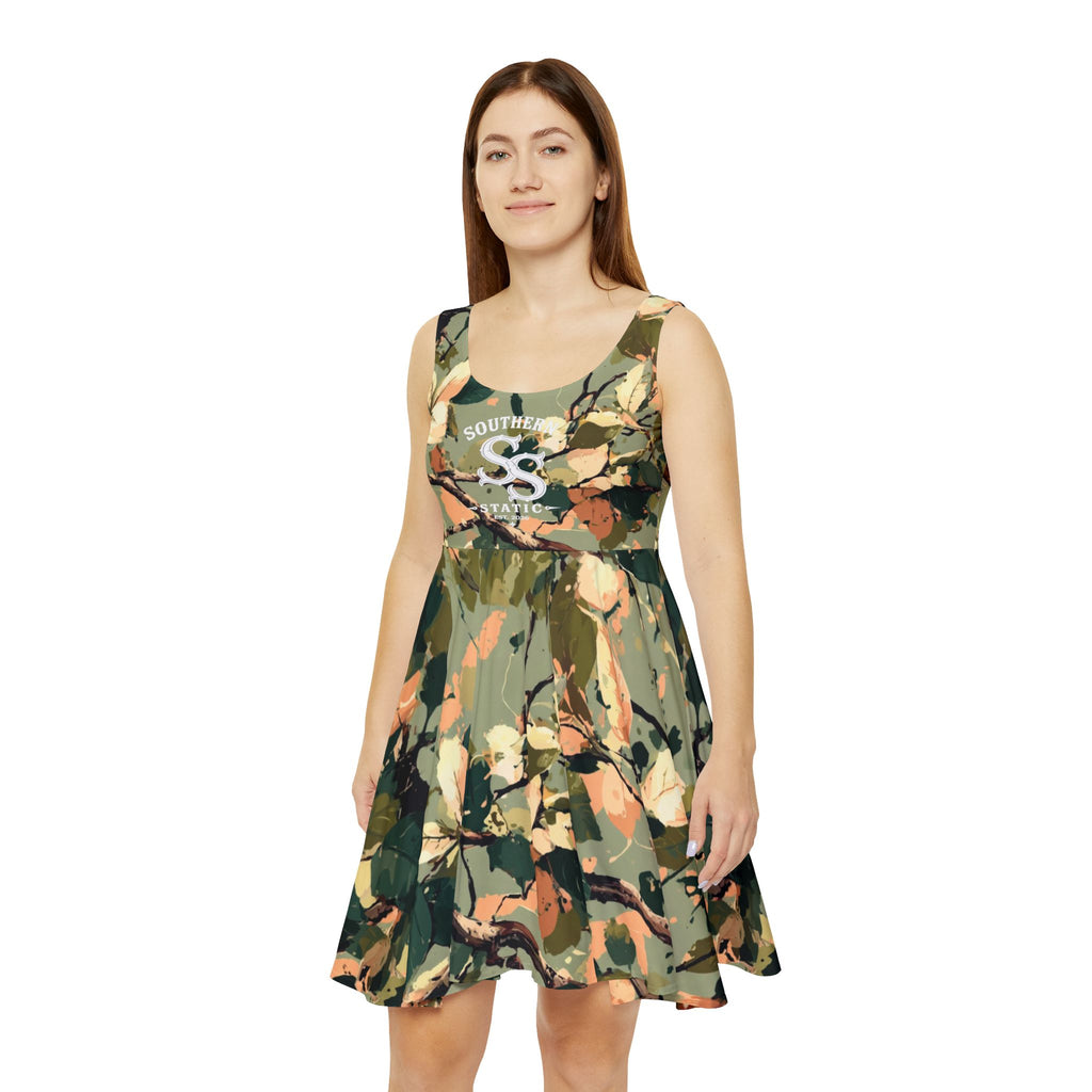Floral Camo Skater Dress — Green Botanical AOP