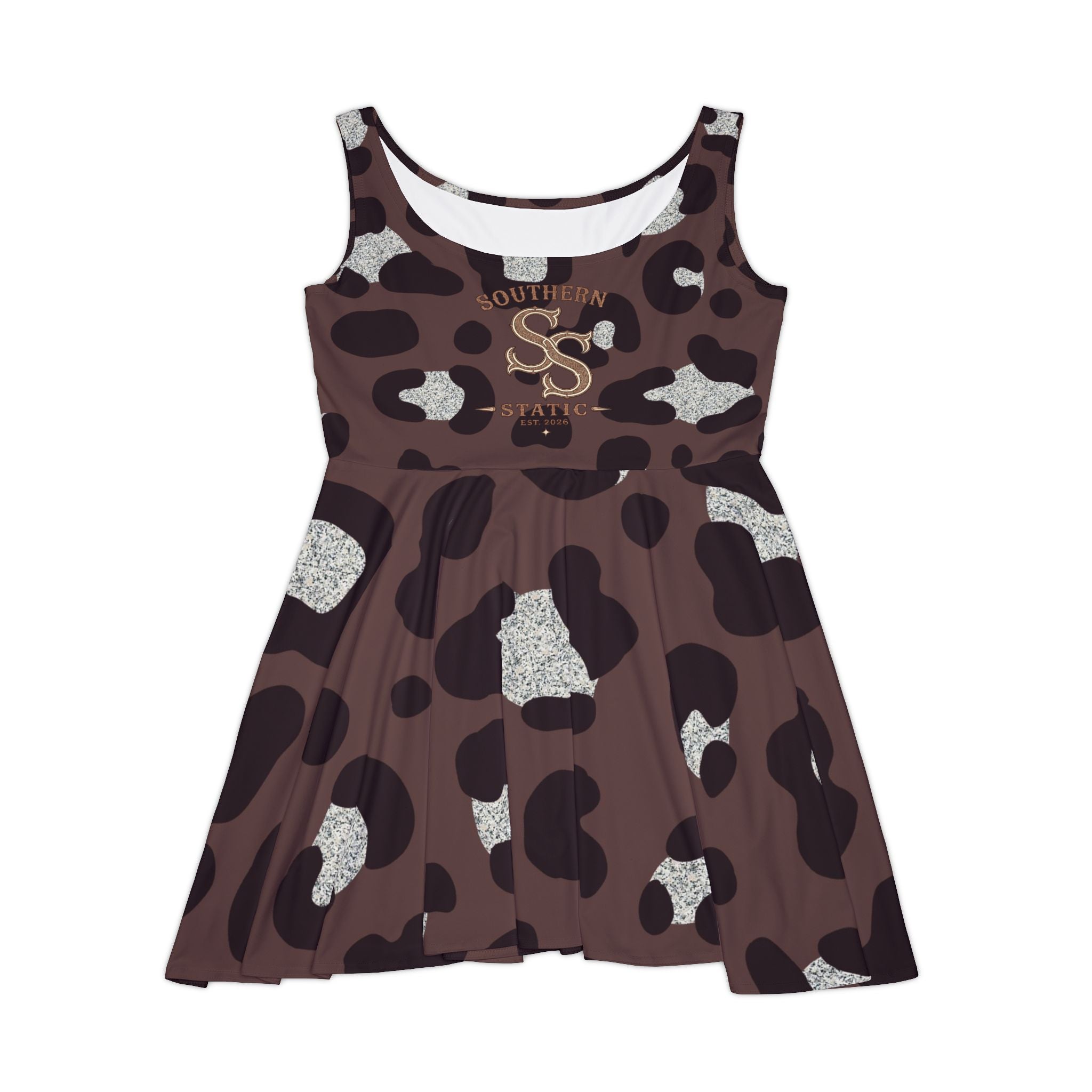 Southern Static Leopard Print Skater Dress — American Flag Graphic
