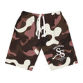 Men's Camo Athletic Shorts — Pink Brown All-Over Print with 'Southern SS' Logo