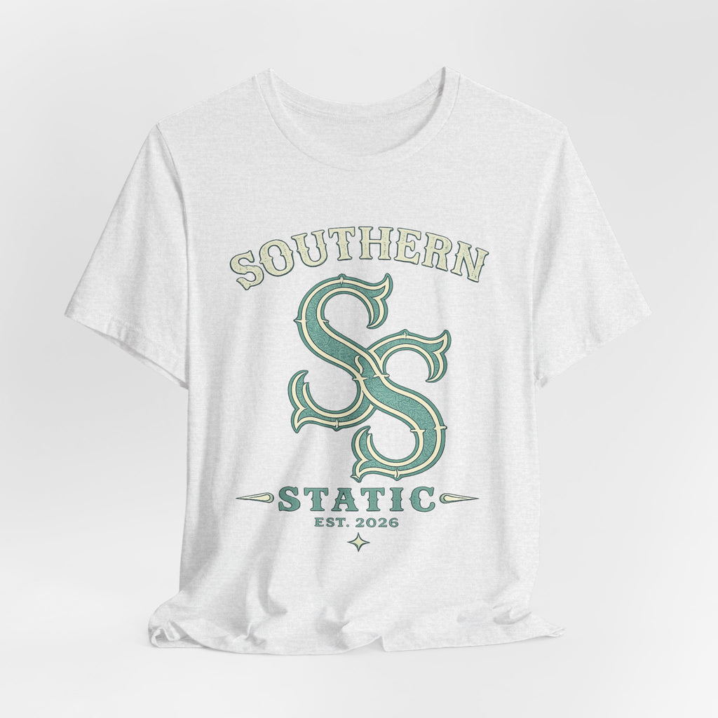 Southern Static Logo Tee — Retro Green Graphic T-Shirt