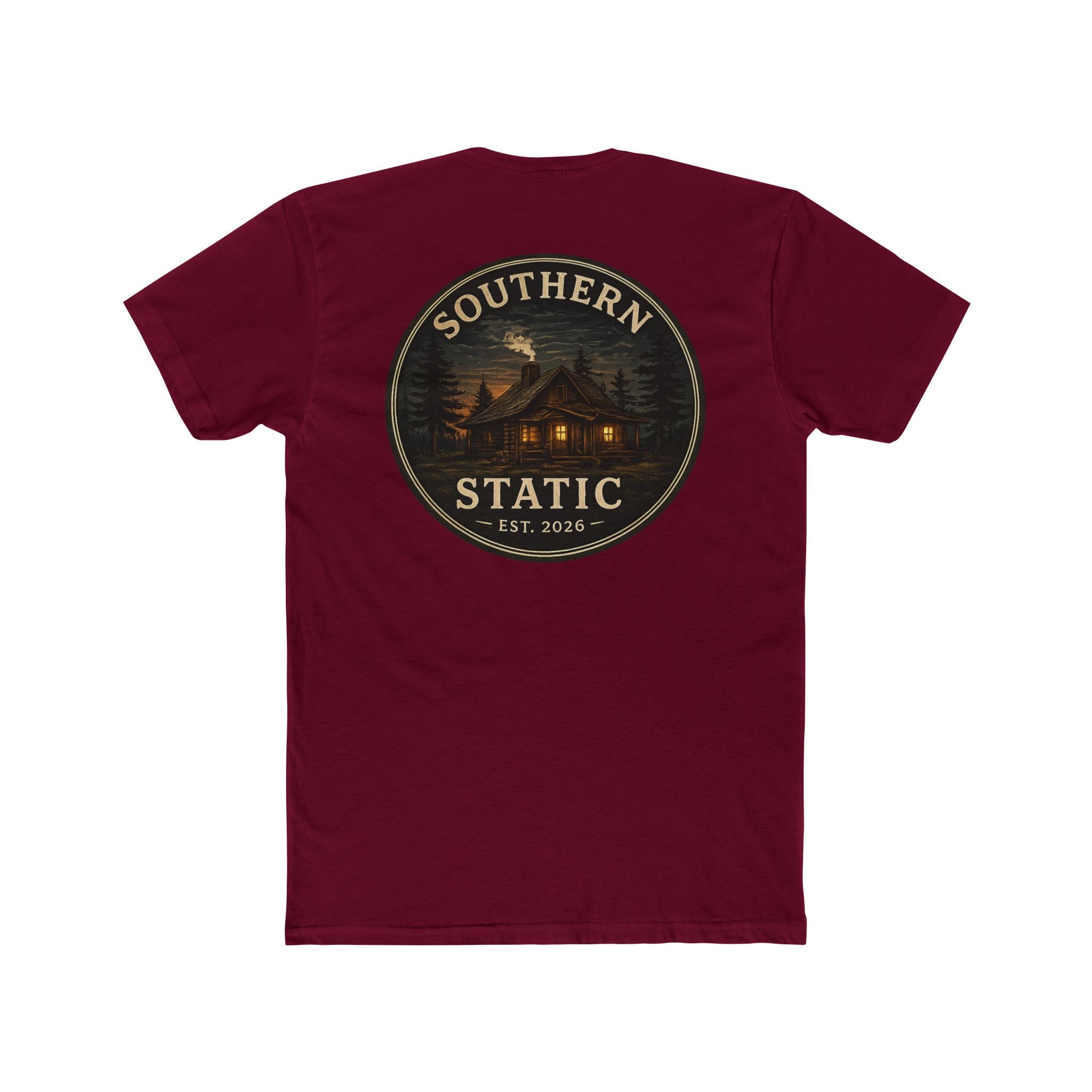 Southern Static Cabin Tee — Rustic Mountain Logo T-Shirt