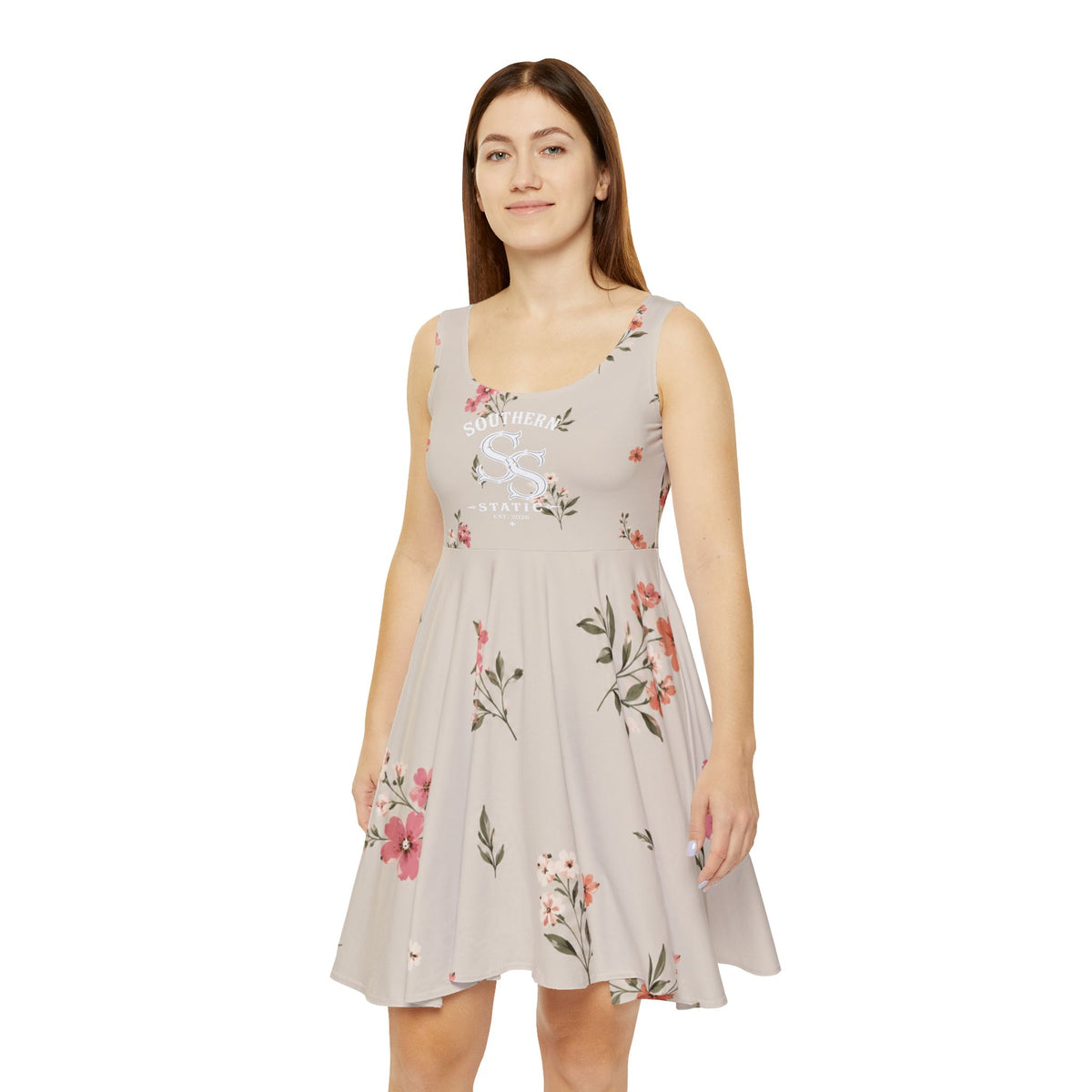 Blush Floral Pattern Women's Skater Dress