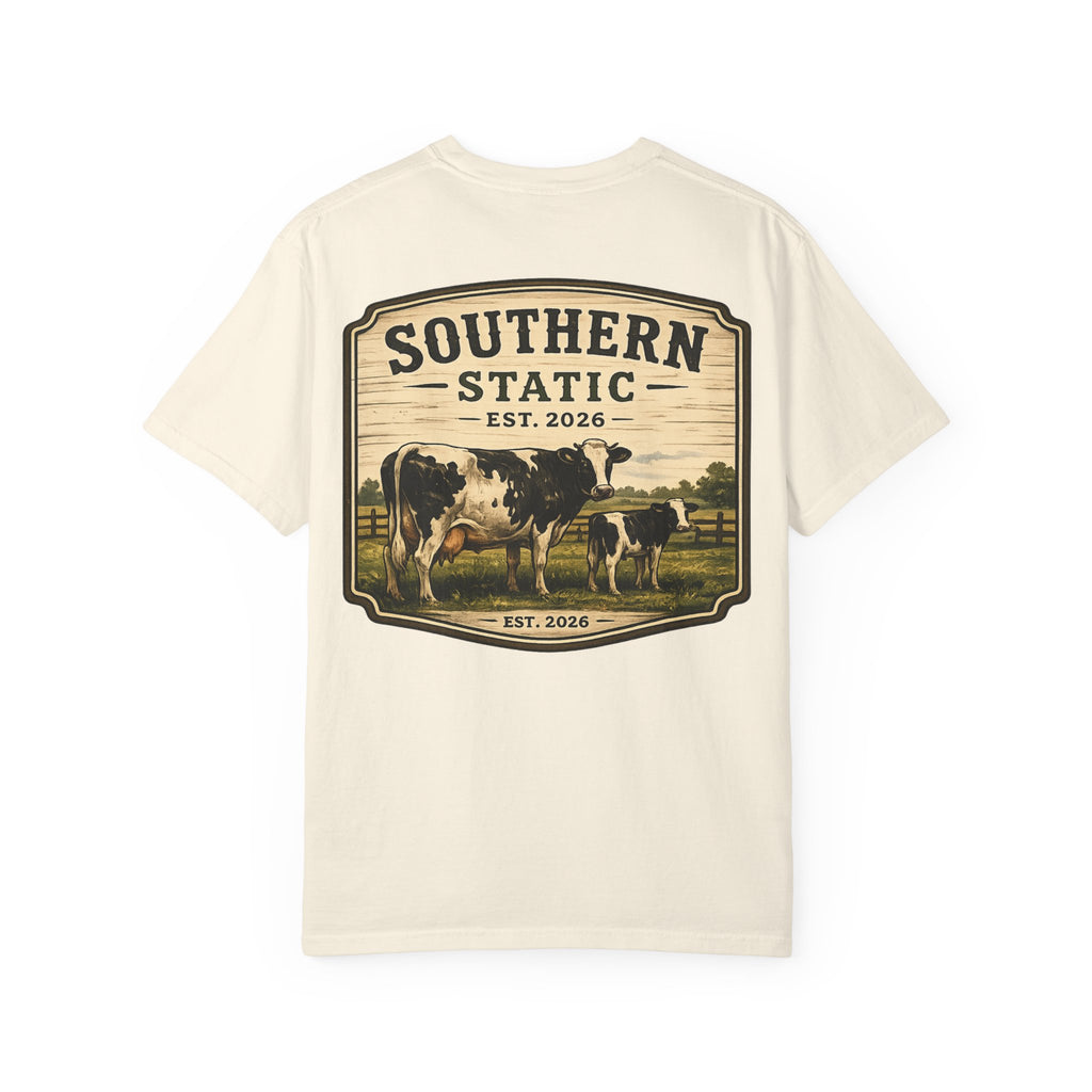 Southern Static Cow Farm T-Shirt — Vintage Ranch Graphic Tee