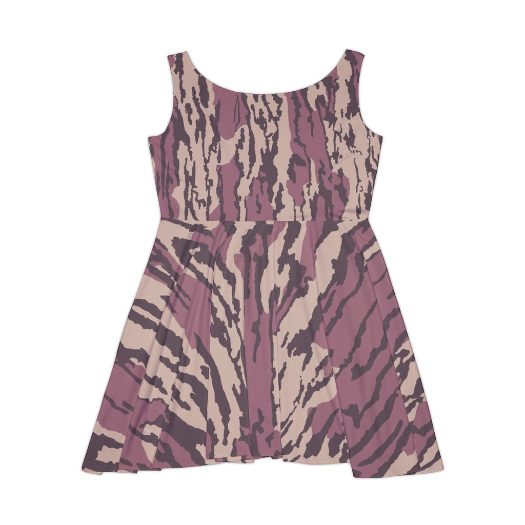 Women's Pink Camo Skater Dress — All-Over Print Casual A-Line Dress