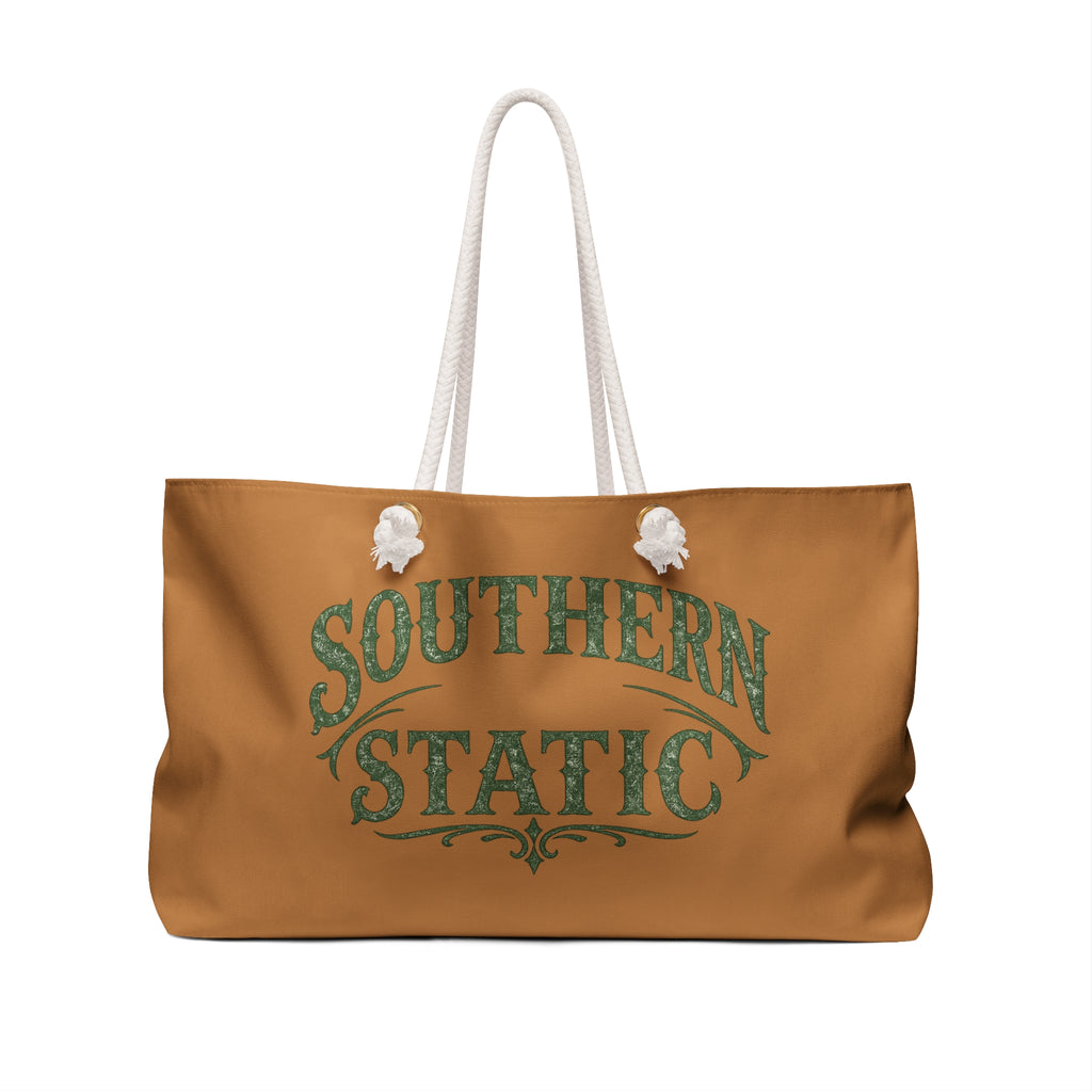 Southern Static Weekender Bag | Retro Western Logo, Canvas Tote