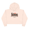 Southern Static Sunset Crop Hoodie — Scenic Mountain Forest Graphic Crop Hoodie