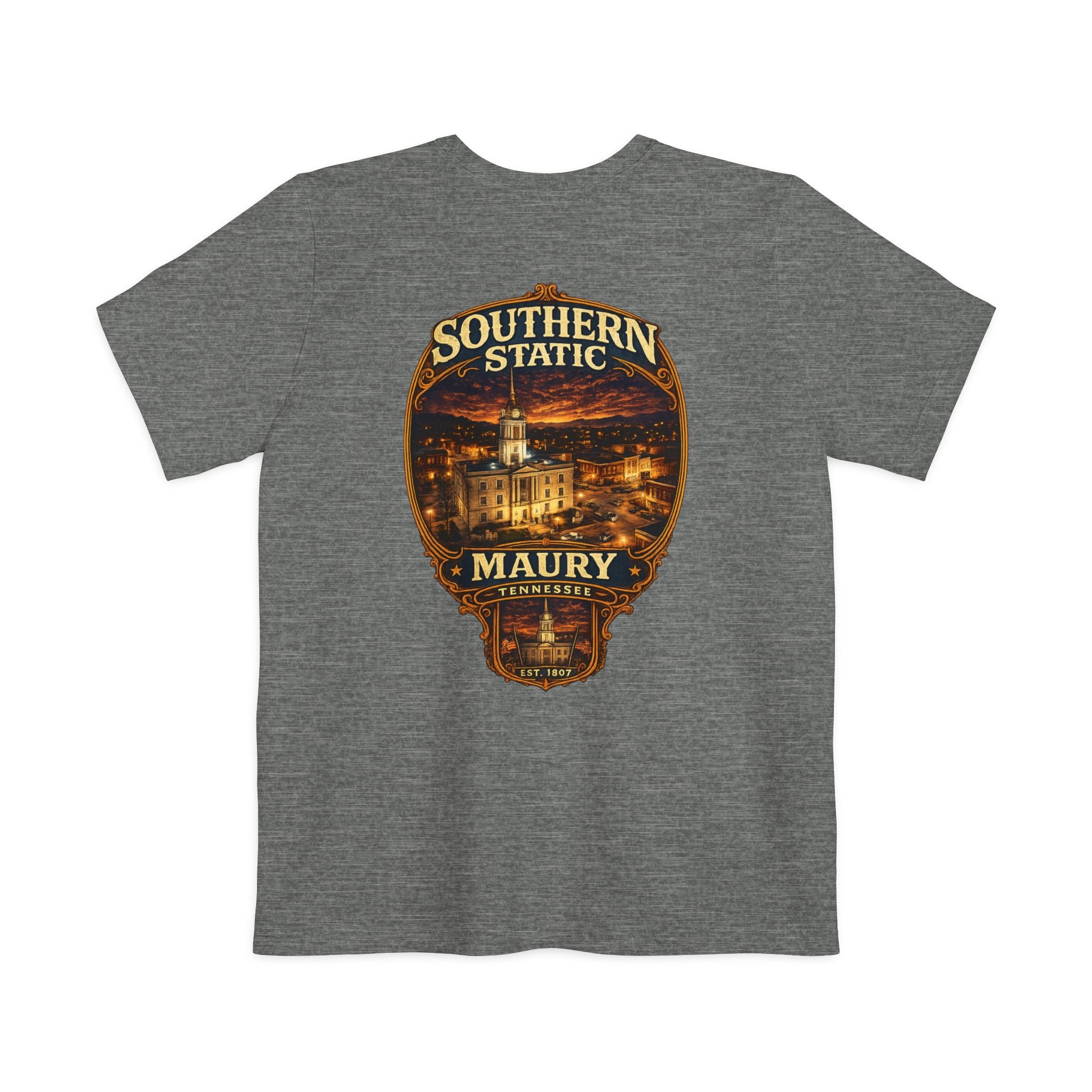 Southern Static Maury Pocket T-Shirt — Nashville Night Skyline Tee