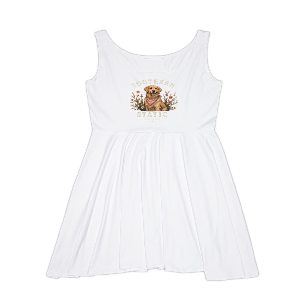 Golden Retriever Smile Skater Dress — Cute Dog Graphic Women’s Dress
