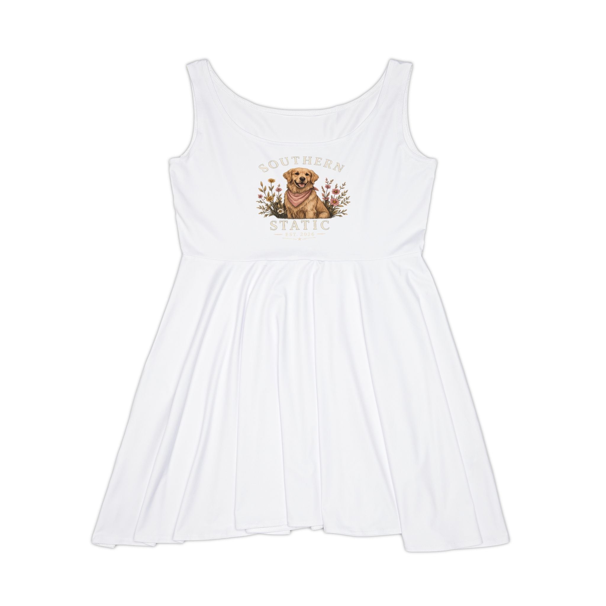 Golden Retriever Smile Skater Dress — Cute Dog Graphic Women’s Dress