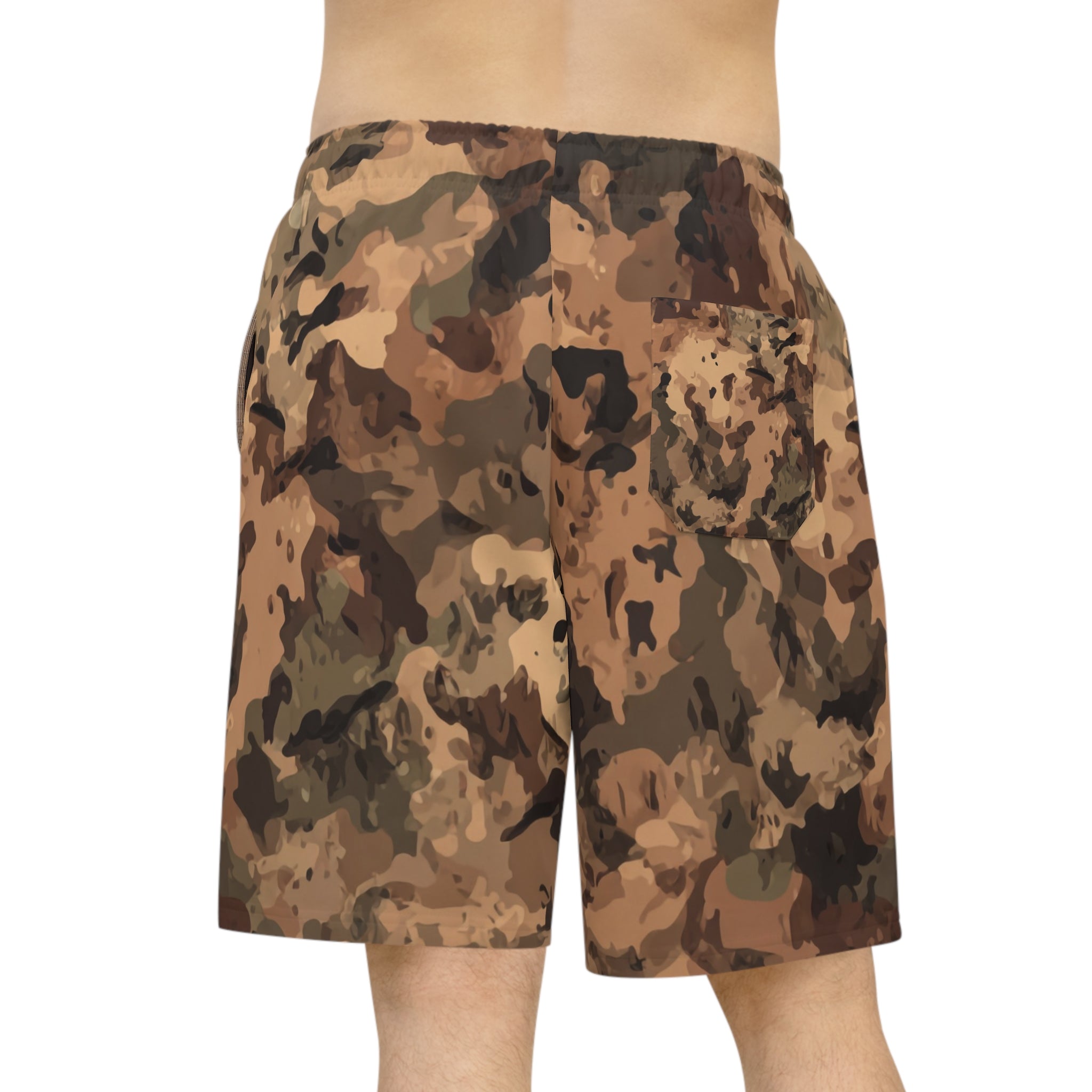 Camo Athletic Long Shorts — Brown Desert Print