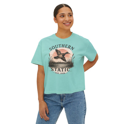 Southern Static Duck Tee — Women's Boxy Hunting Shirt