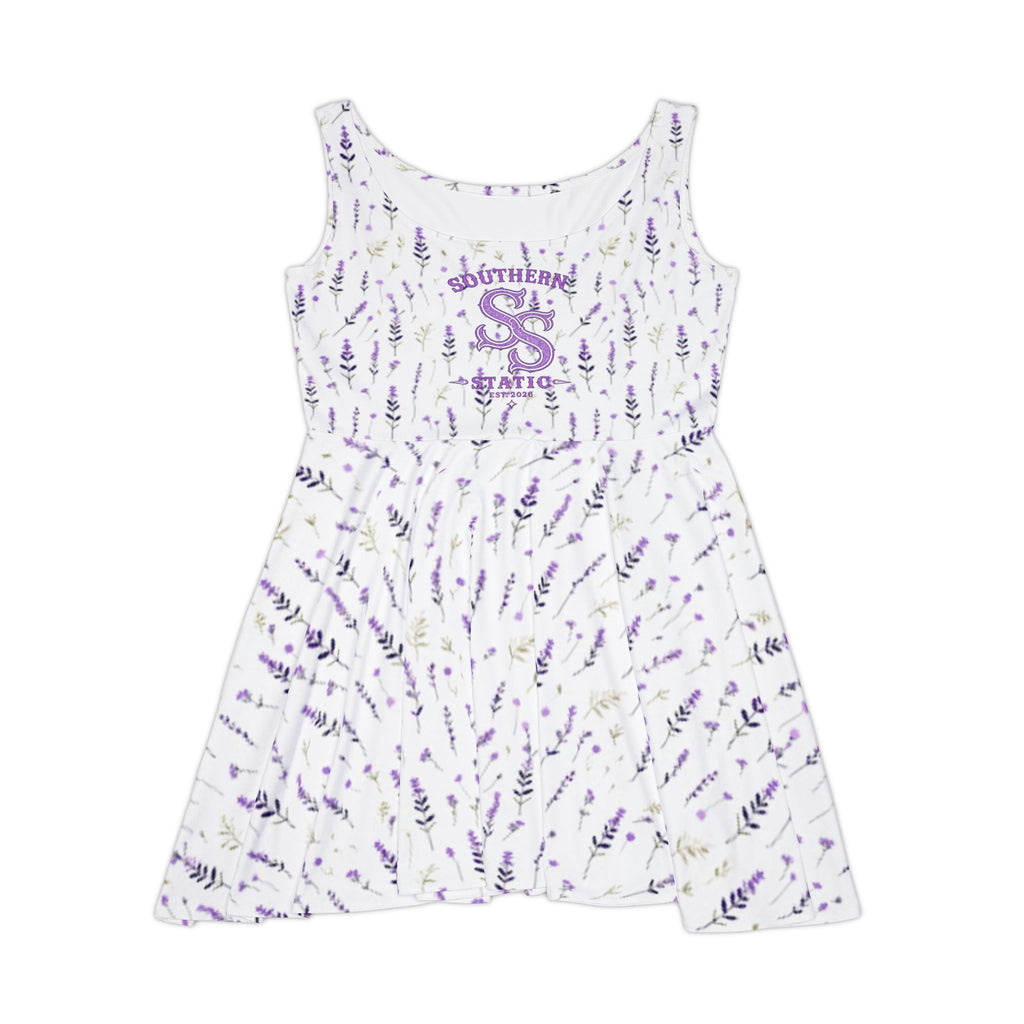 Lavender Fields Skater Dress — Floral All-Over Print Women's Dress