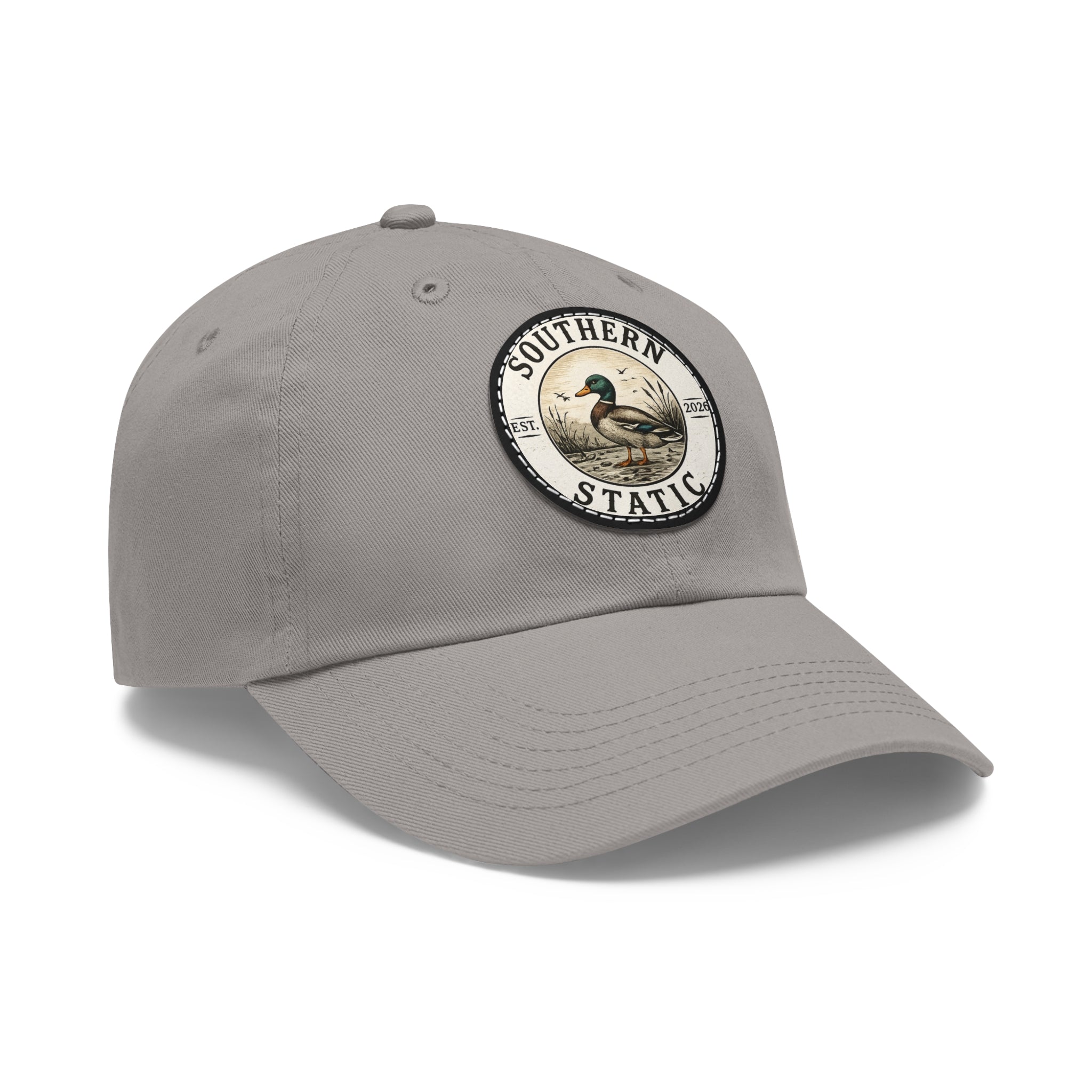 Duck Patch Dad Hat — Southern Statics Leather Round Patch Cap