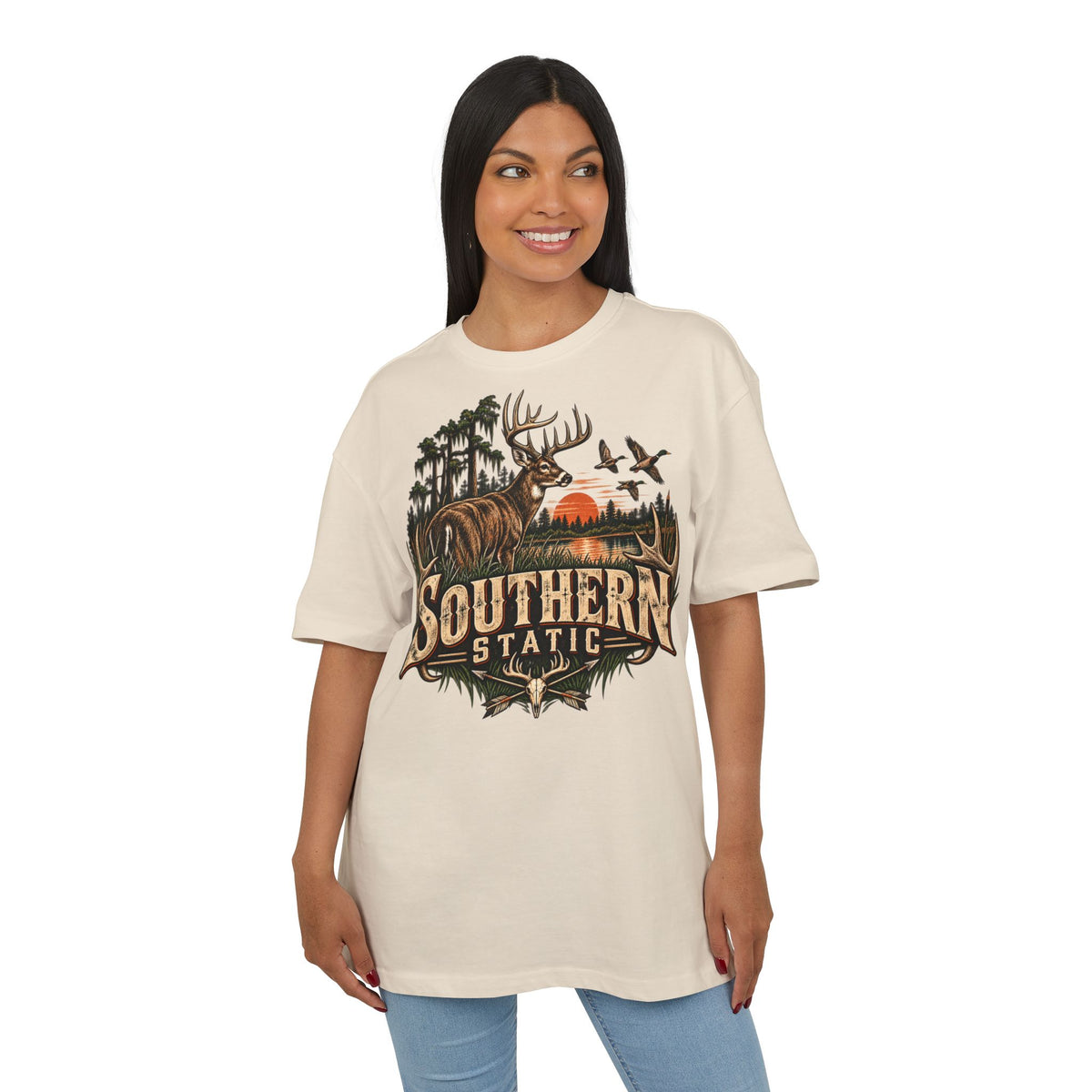 Southern Station Graphic Tee — Deer & Sunset Hunting T‑Shirt