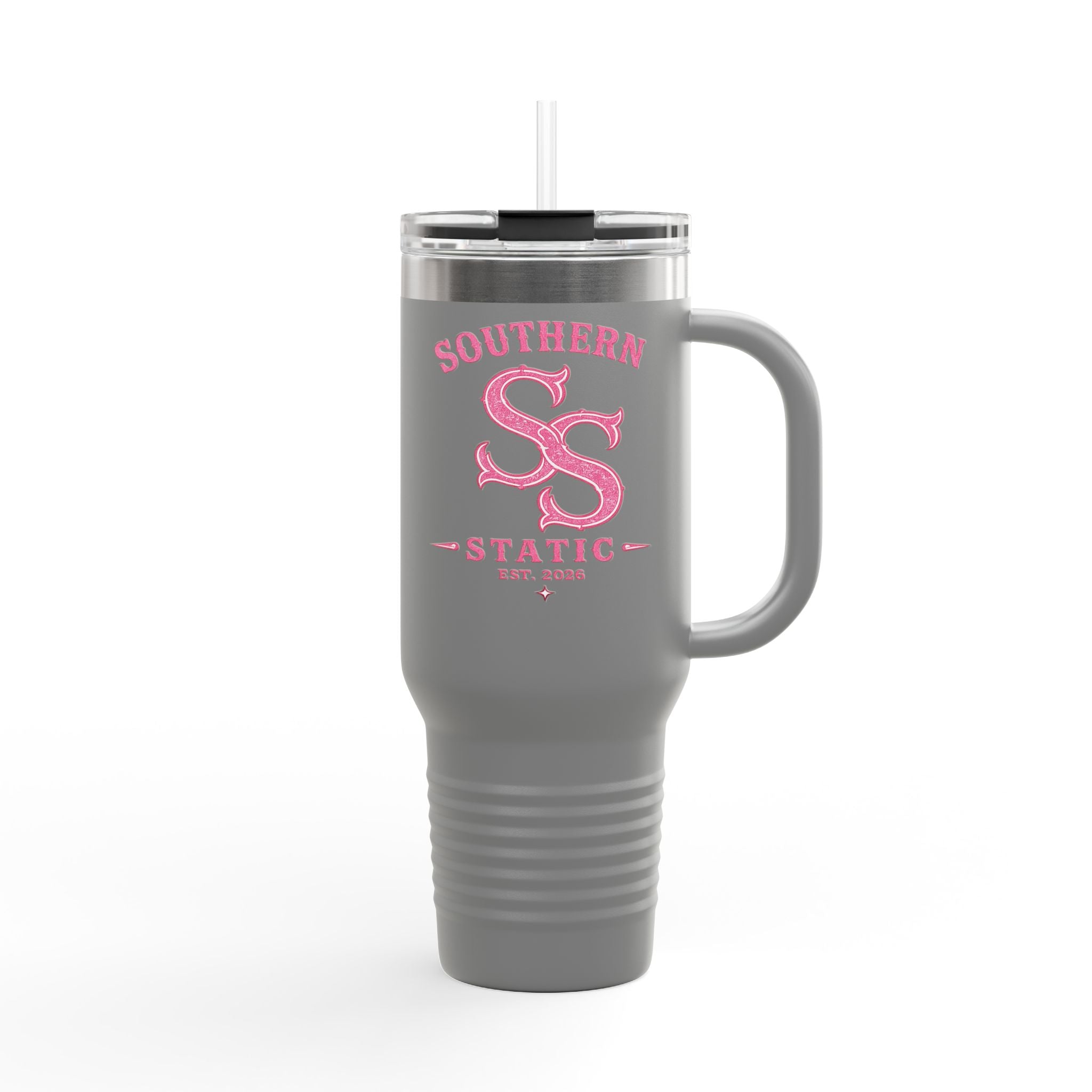 40oz Insulated Travel Mug — Southern Static Pink Logo