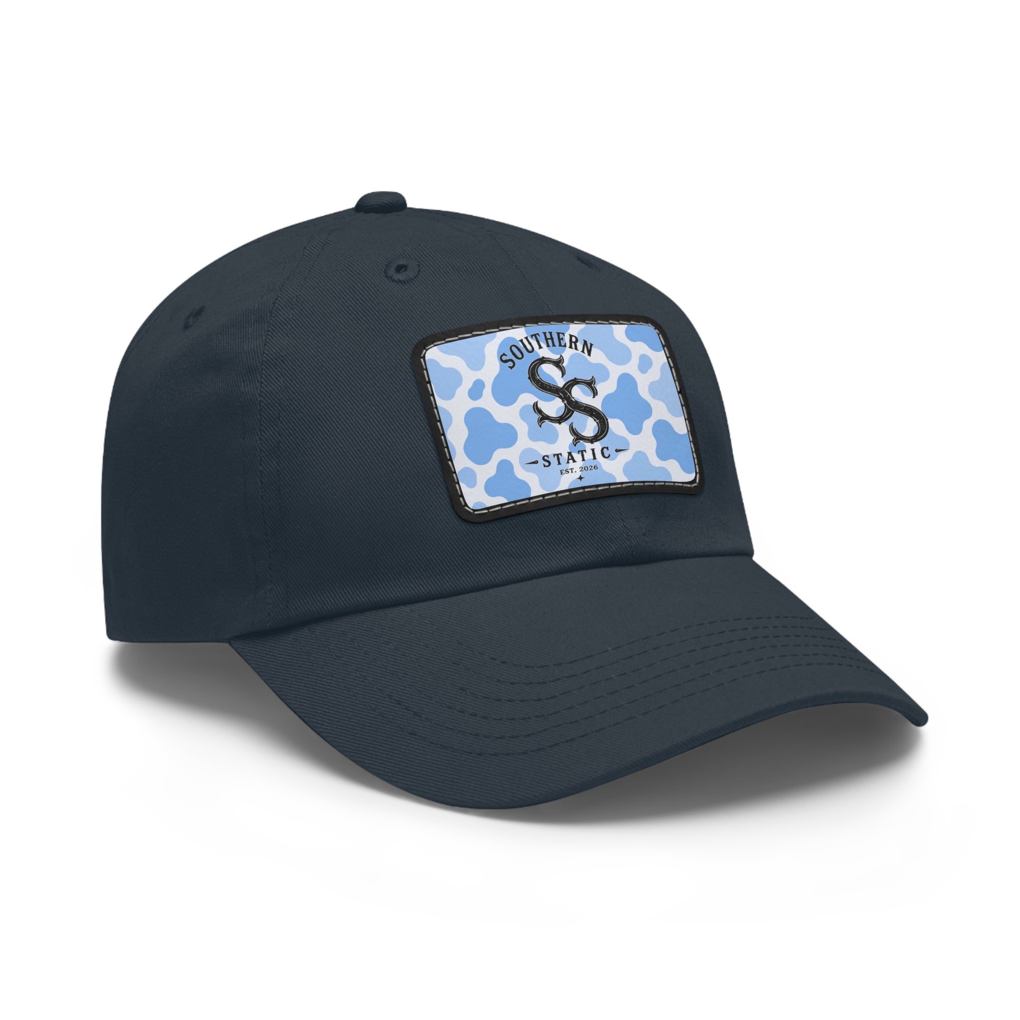Southern Static Blue Camo Leather Patch Dad Hat