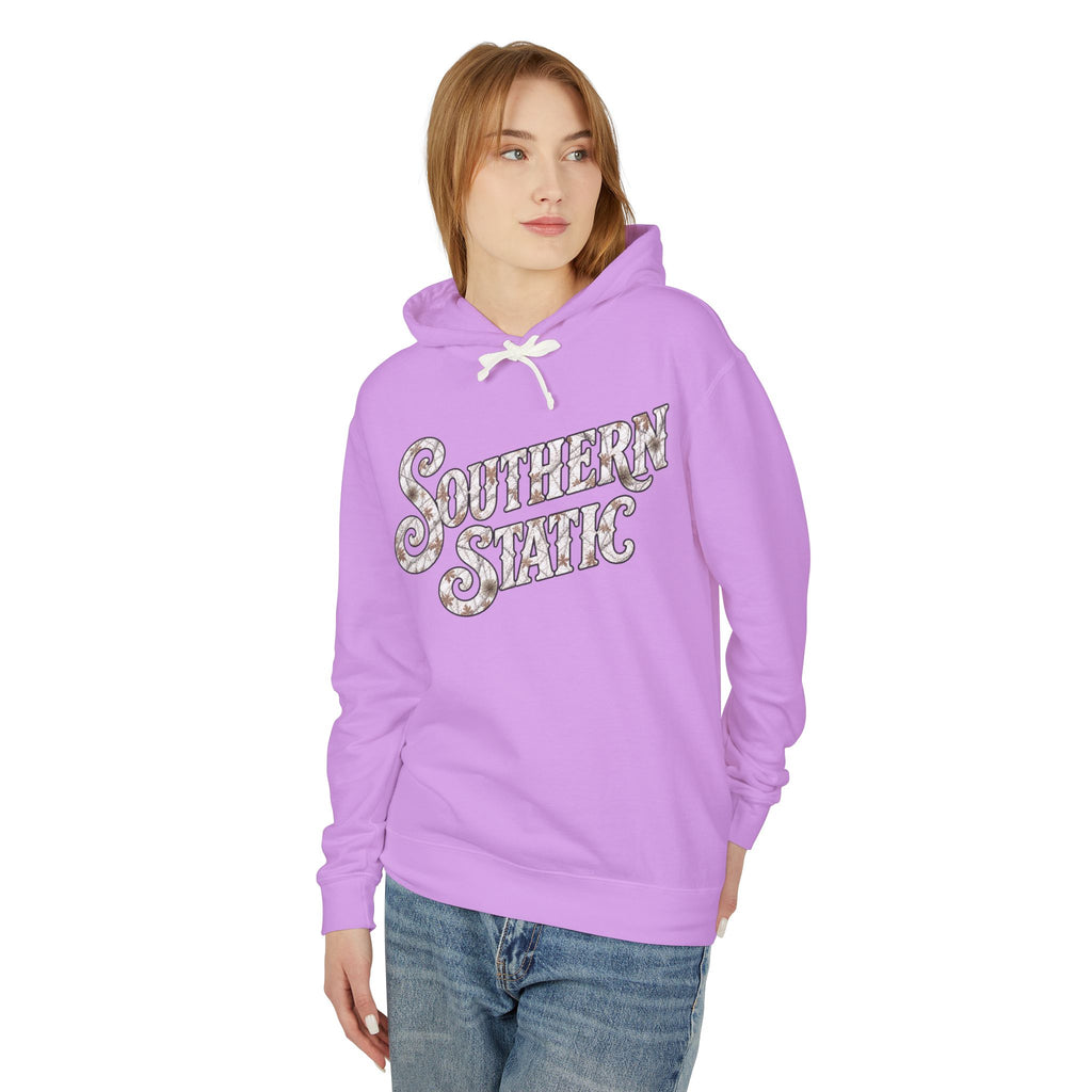 Southern Static Hoodie — Retro Floral Script Lightweight Hoodie