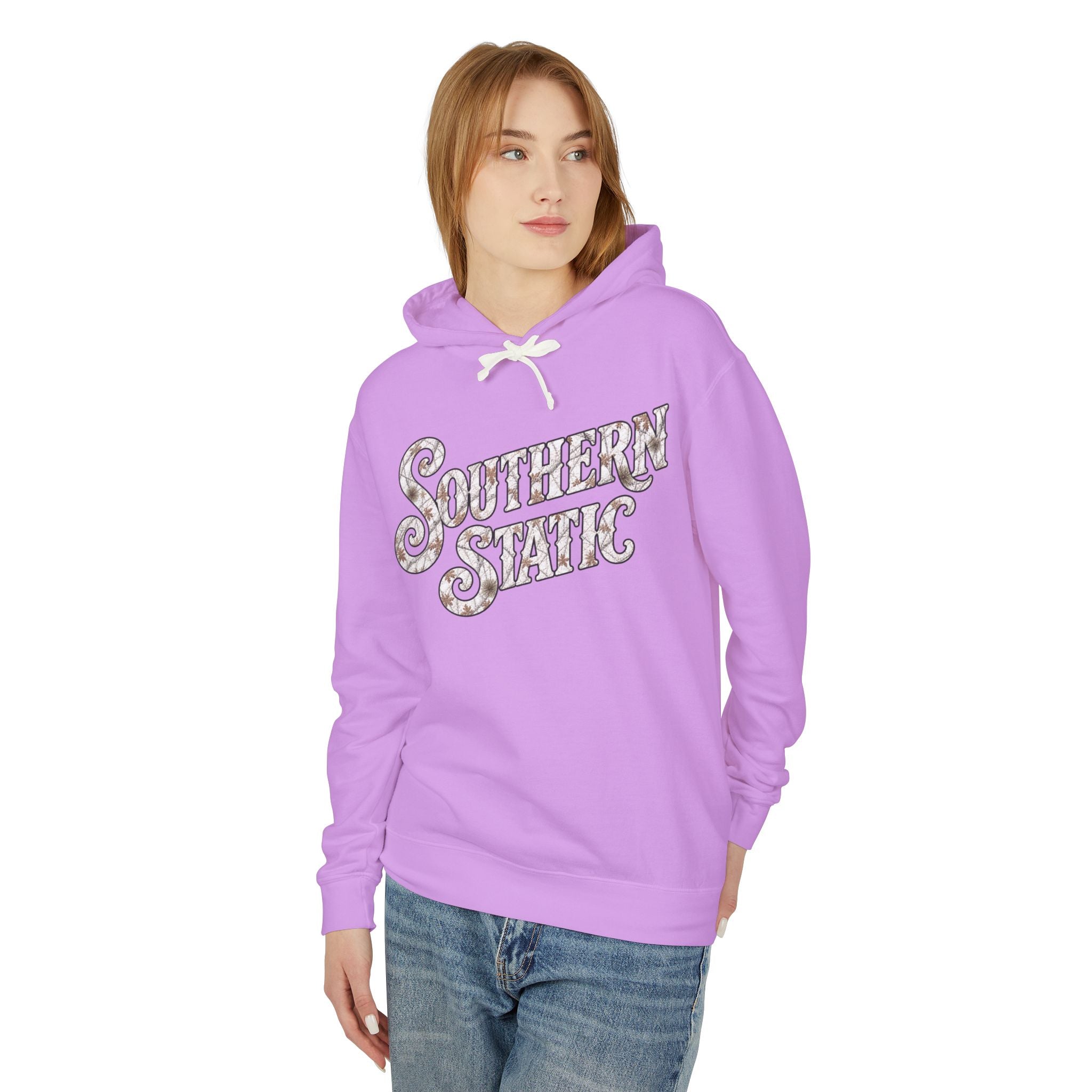 Southern Static Hoodie — Retro Floral Script Lightweight Hoodie