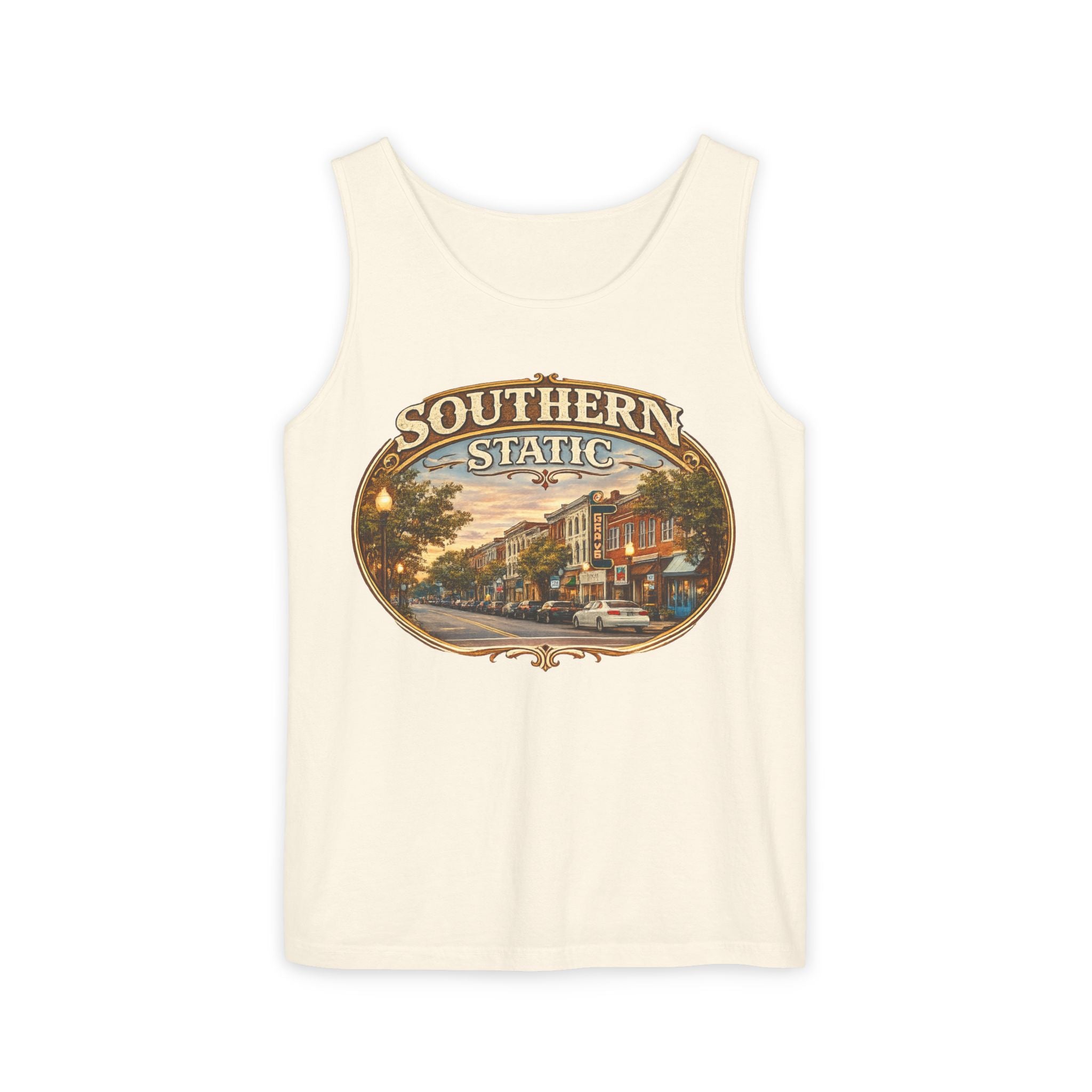 Southern Static town scene Tank Top | vintage street illustration