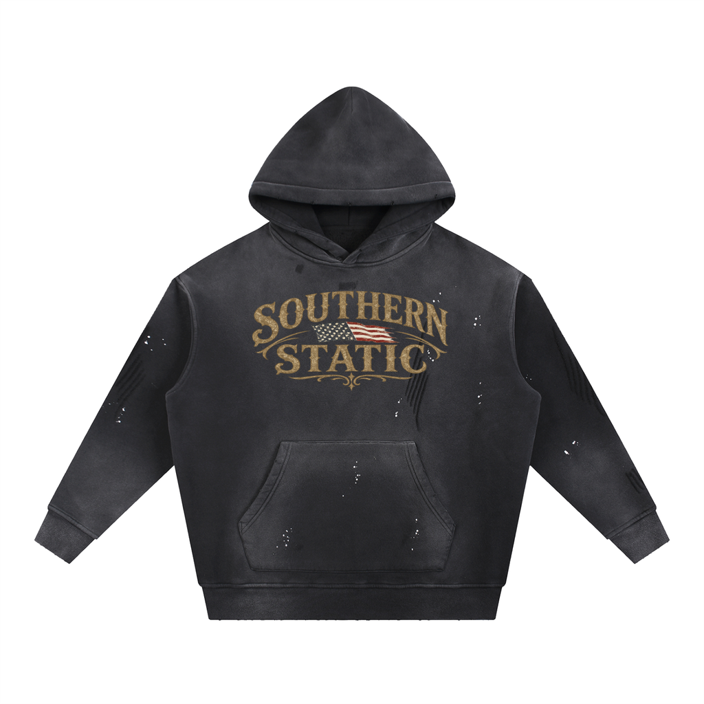 Vintage Washed Frayed Fleece Hoodie