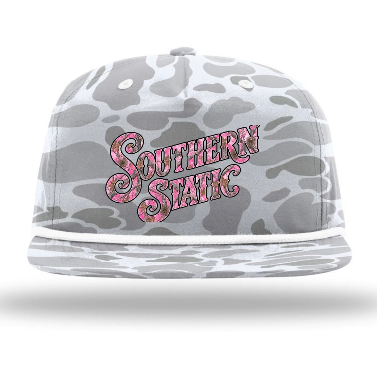 Snapback Hat — "Southern Static" Pink Paisley Logo Cap
