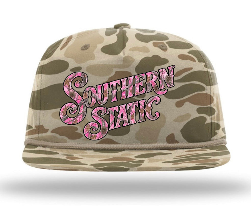 Snapback Hat — "Southern Static" Pink Paisley Logo Cap