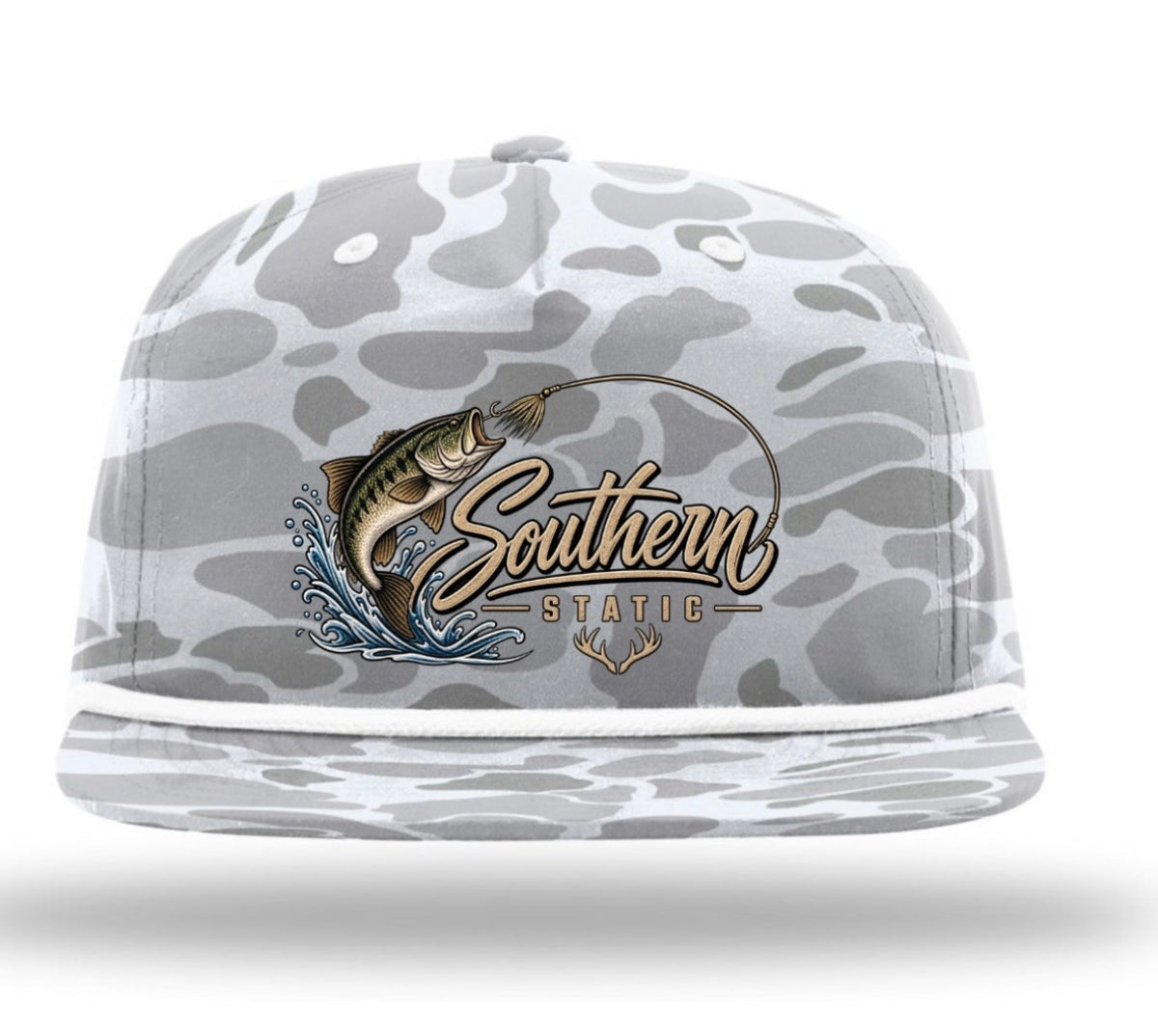 Fishing Snapback Hat – "Southern Static" Bass Graphic Cap