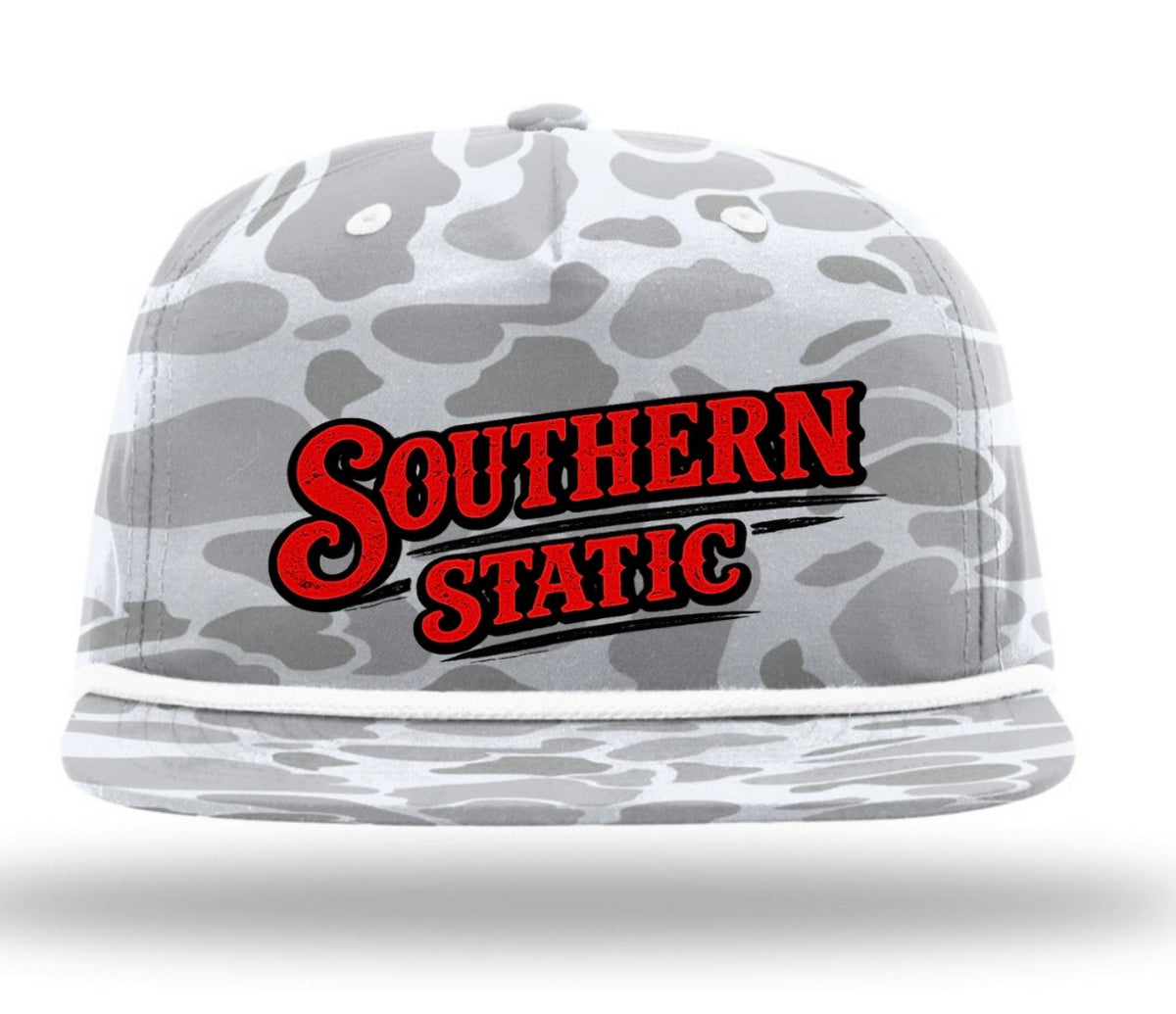 Southern Static Snapback Hat — Retro Red Logo Cap for Men & Teens