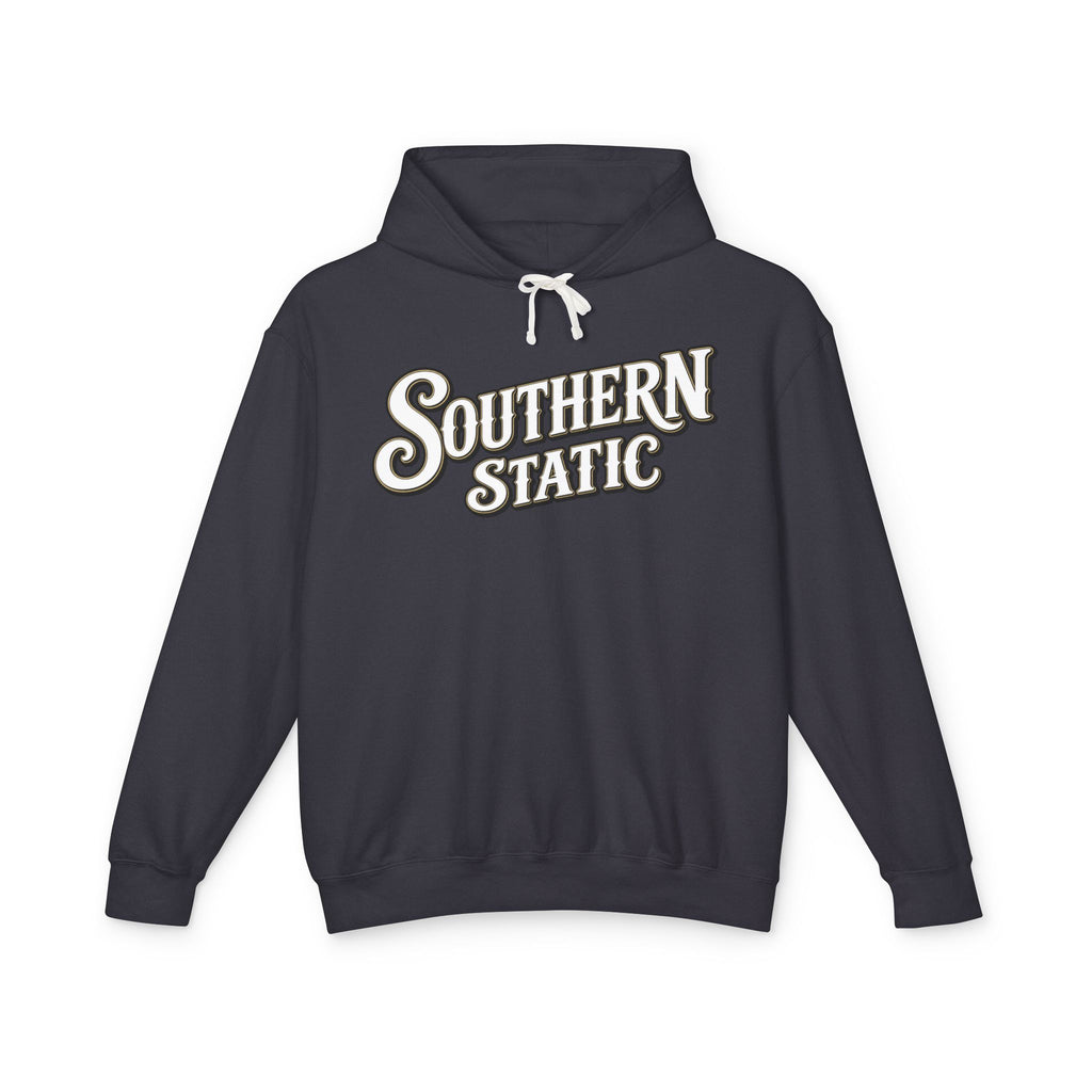 Southern Static Hoodie — Retro Script Pullover Sweatshirt