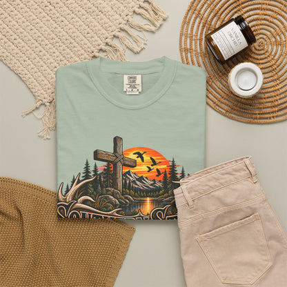 T-Shirt — Southern Static Rustic Cross Sunset Graphic Tee