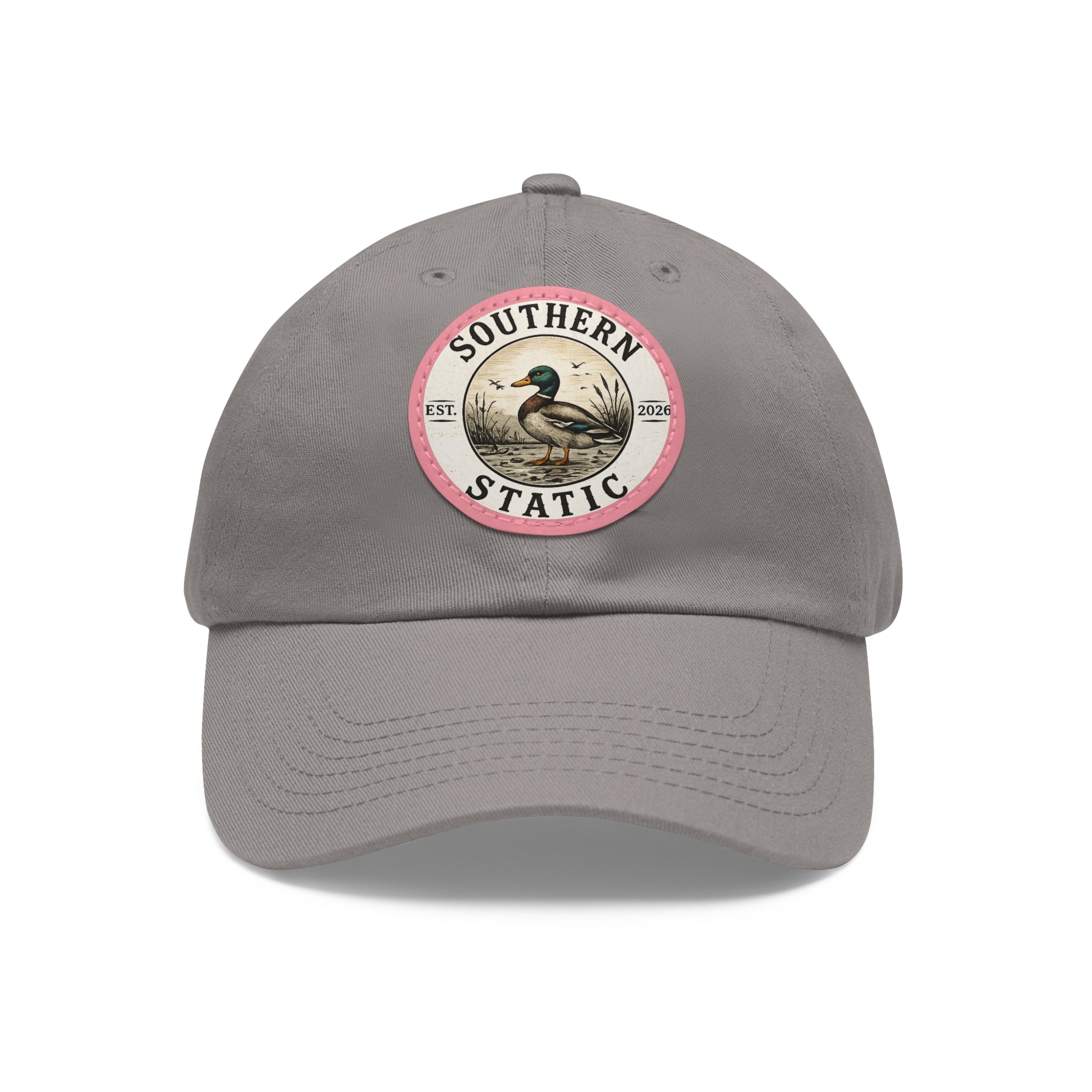 Duck Patch Dad Hat — Southern Statics Leather Round Patch Cap