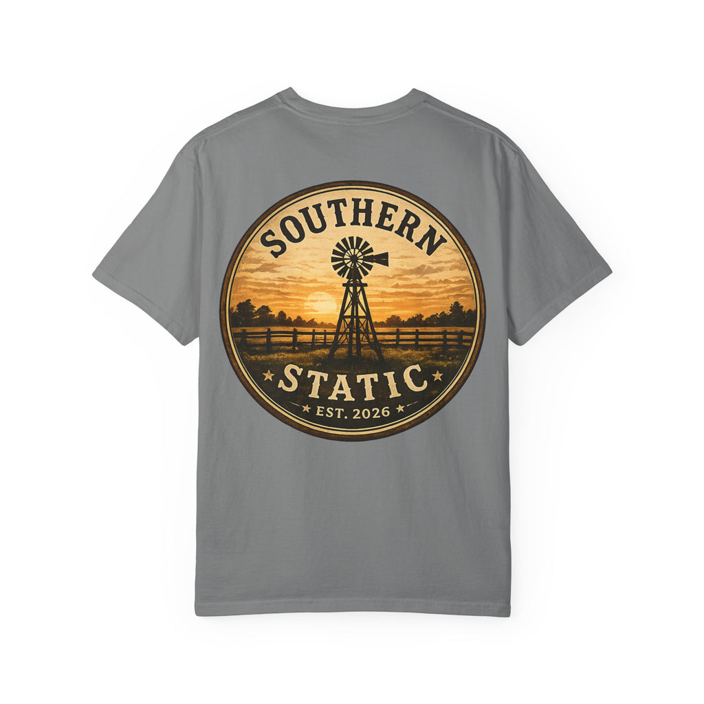 Southern Static Windmill T-Shirt — Vintage Sunset Graphic Tee