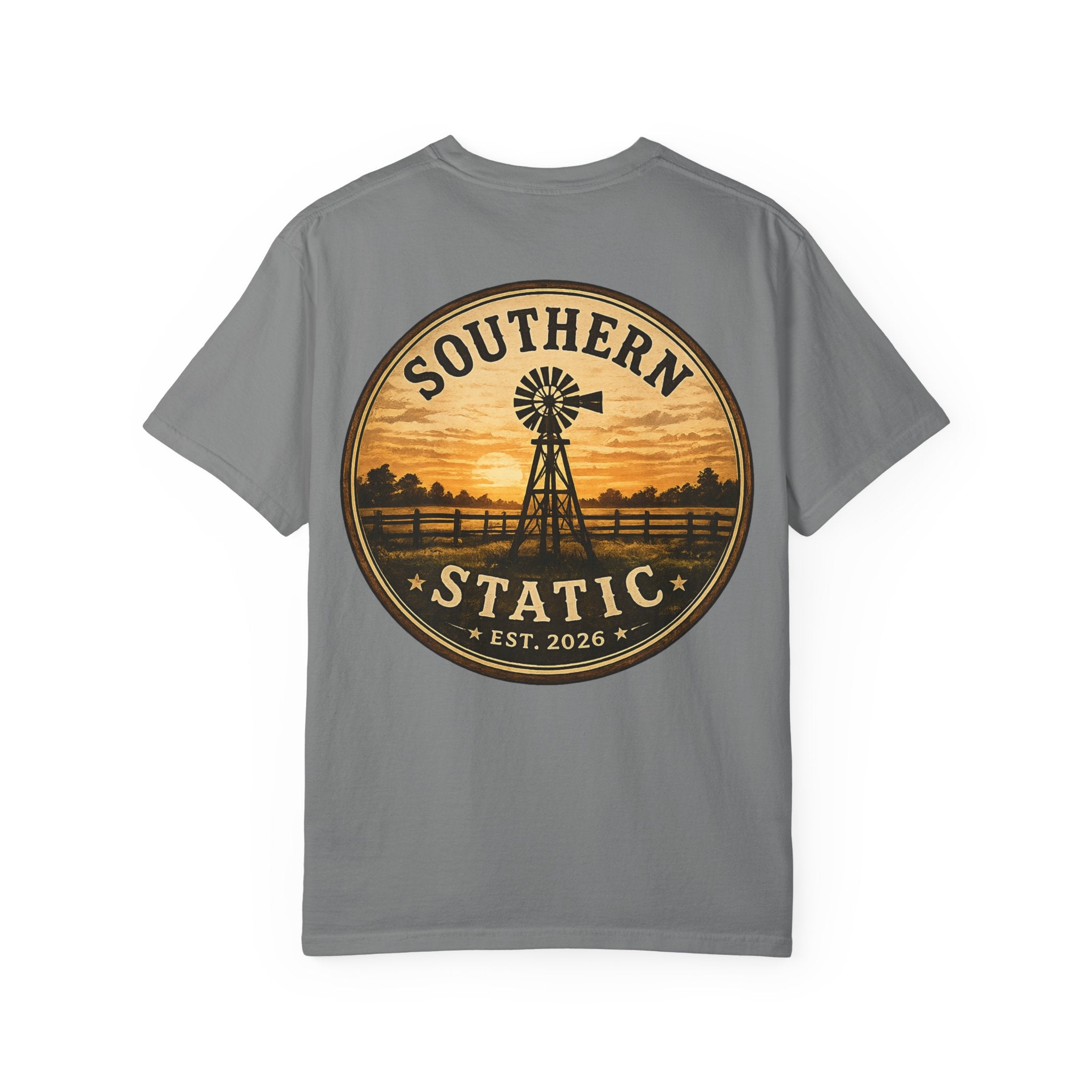 Southern Static Windmill T-Shirt — Vintage Sunset Graphic Tee