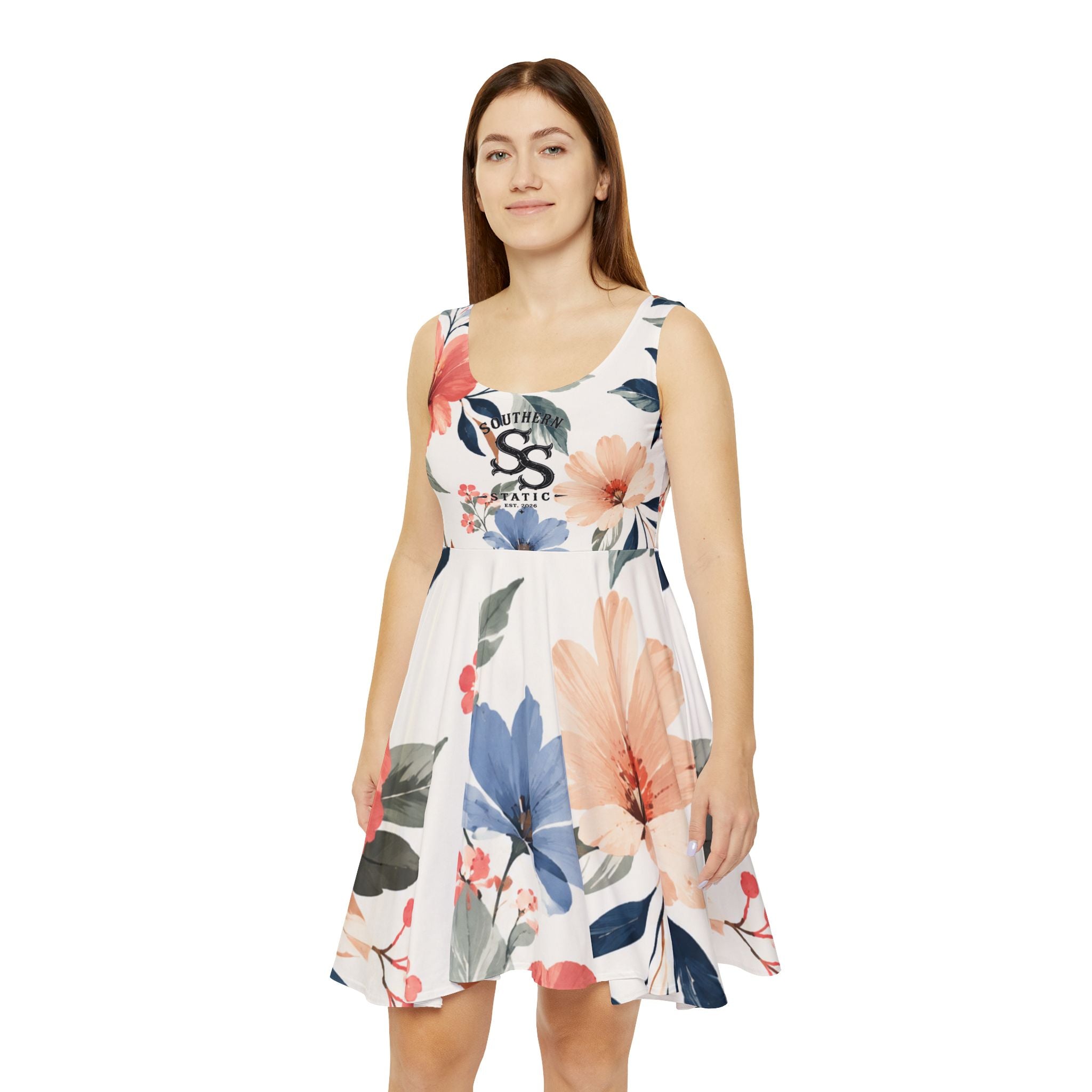 Floral Skater Dress – Pastel Watercolor Blossom Print