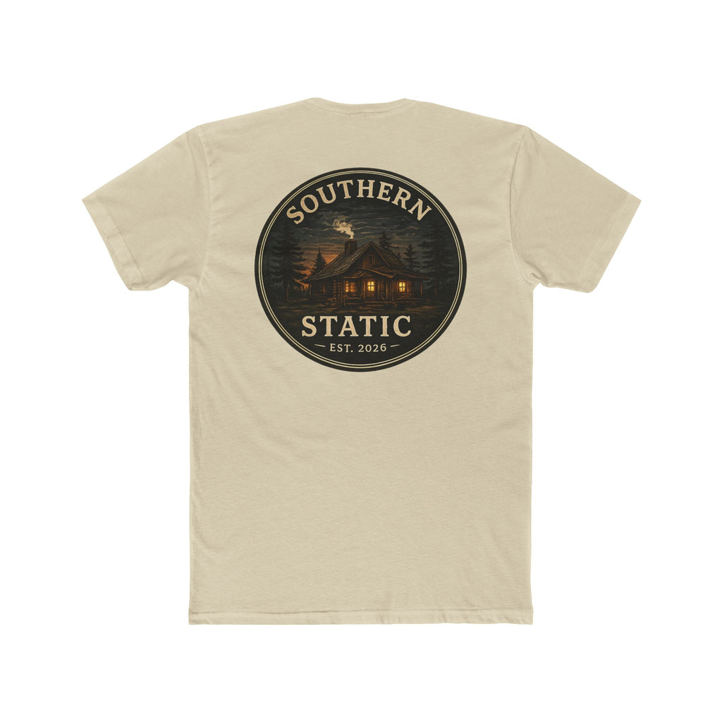 Southern Static Cabin Tee — Rustic Mountain Logo T-Shirt