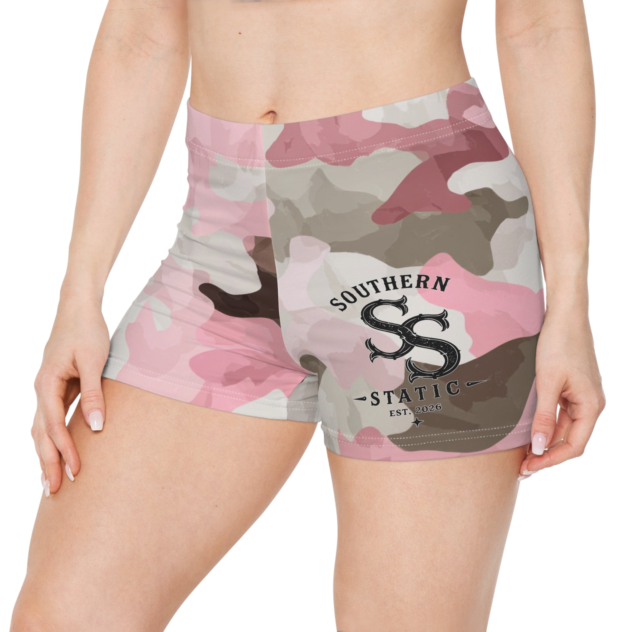 Pink Camo Women's Shorts — Southern Static Logo
