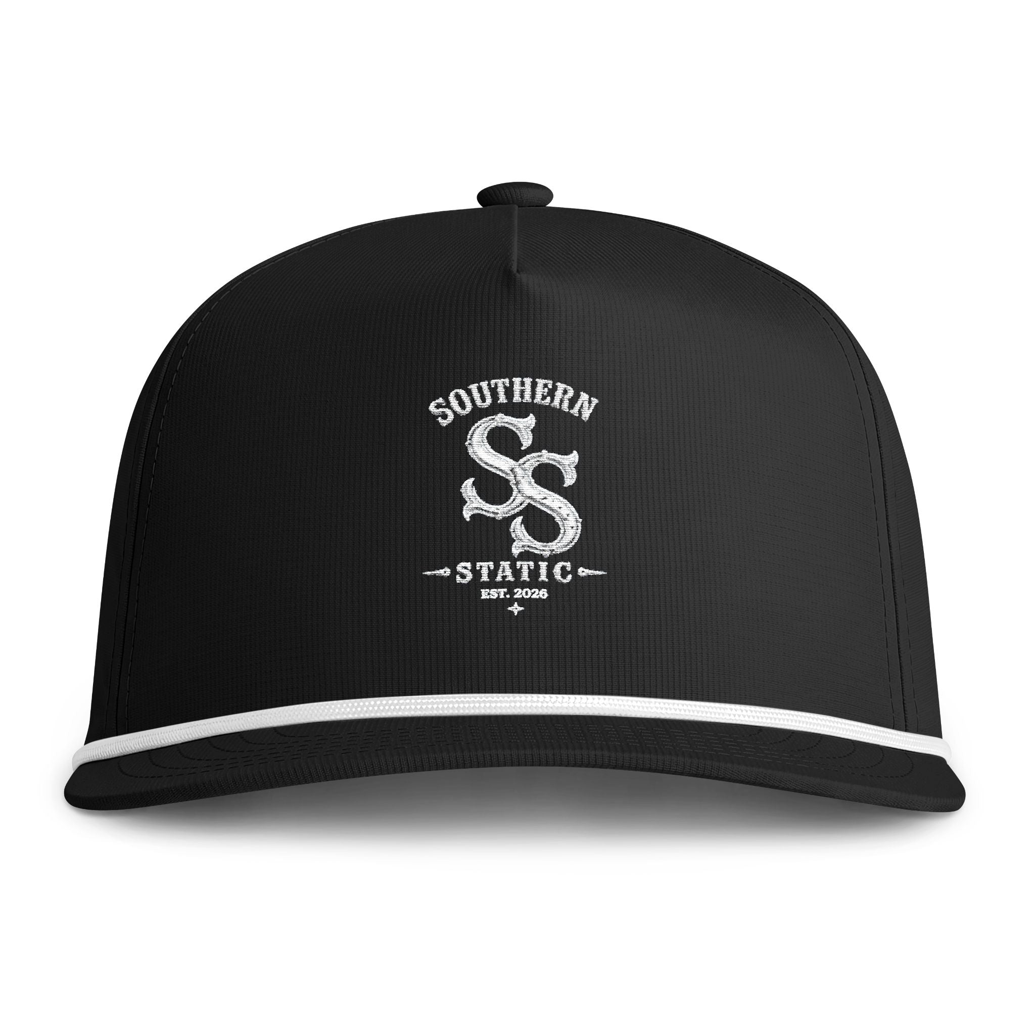 Rope-Trim Hat — Sunwashed "Southern Static" Logo Cap