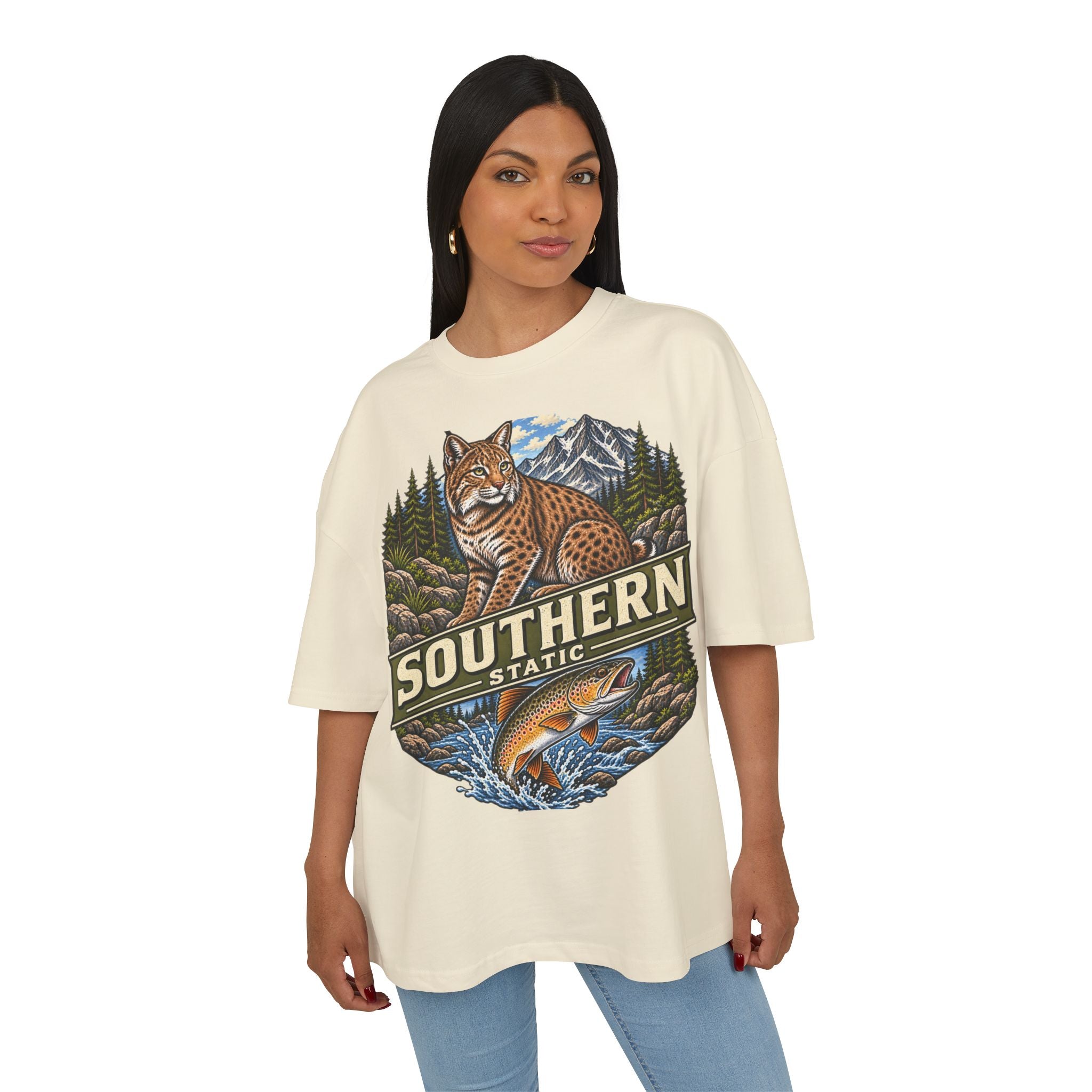 Southern Static Wildlife Tee — Bobcat & Trout Outdoor Graphic Shirt