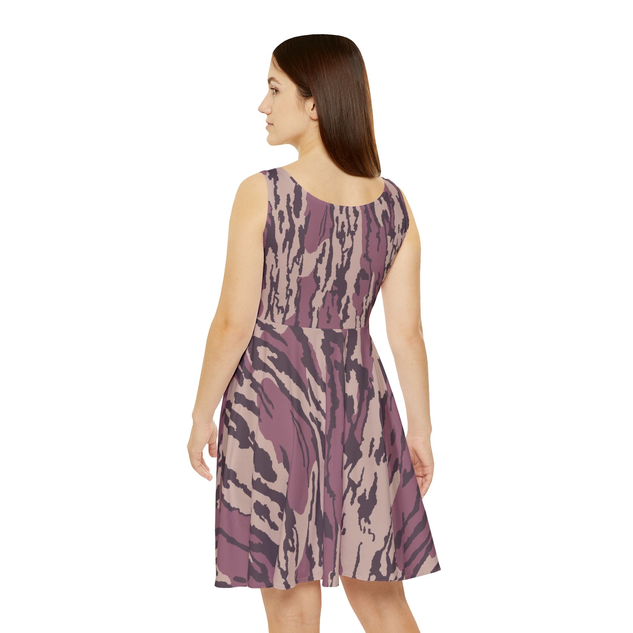 Women's Pink Camo Skater Dress — All-Over Print Casual A-Line Dress