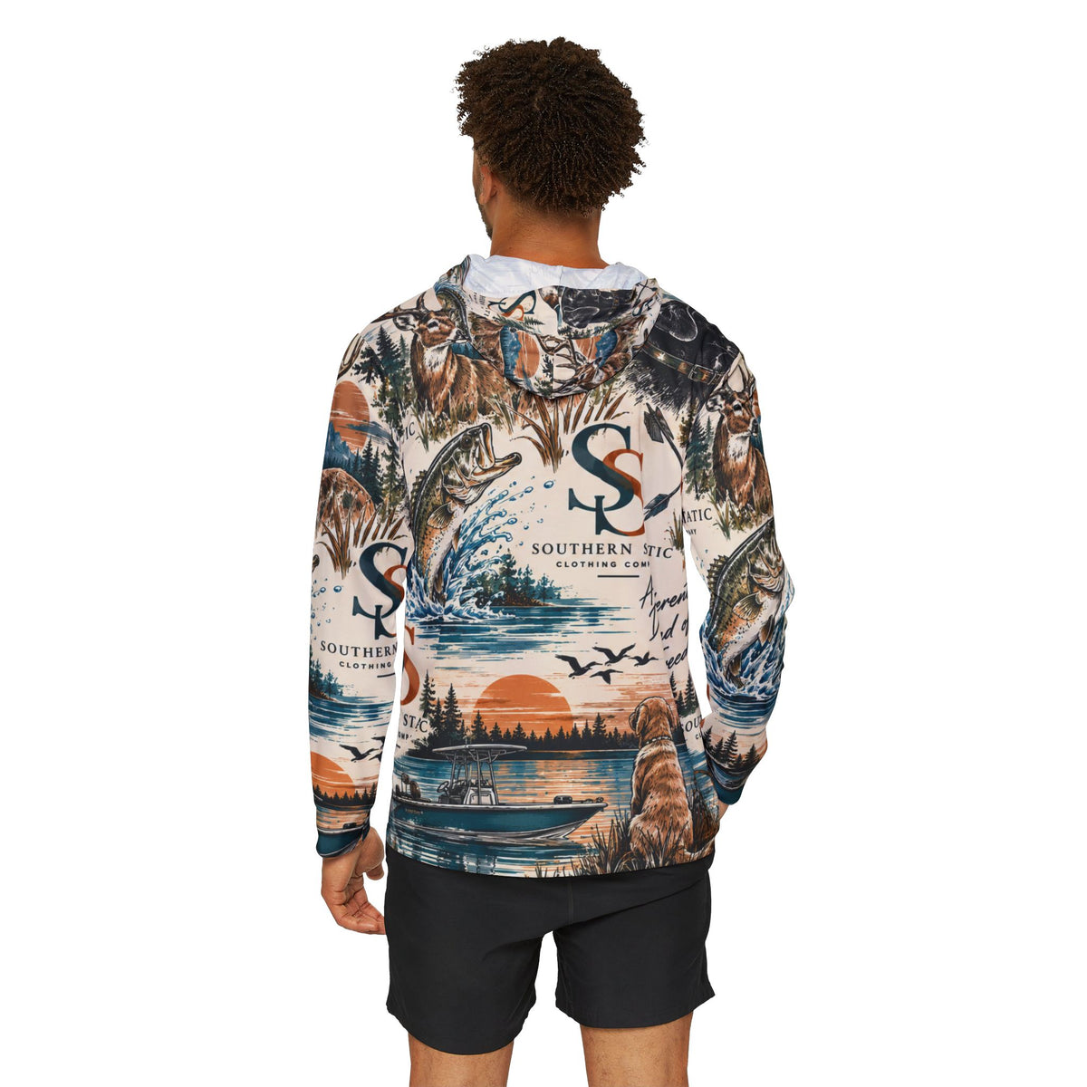 Fishing & Outdoors Hoodie — Southern Static All-Over Print Warmup Pullover