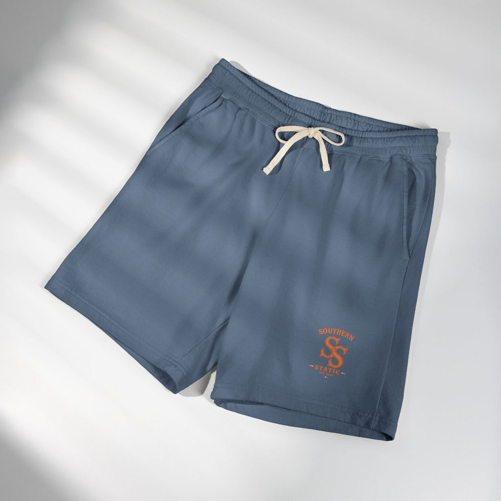 Lightweight Garment-Dyed Fleece Sweat Shorts — Cream with Orange ‘SS Southern’ Logo