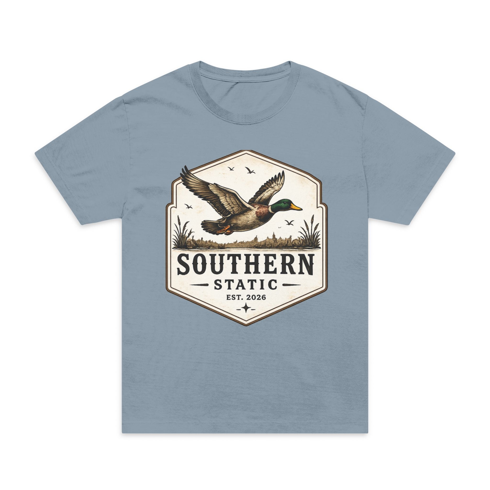 Duck Hunting Badge T-Shirt — "Southern Static" Vintage Mallard Tee