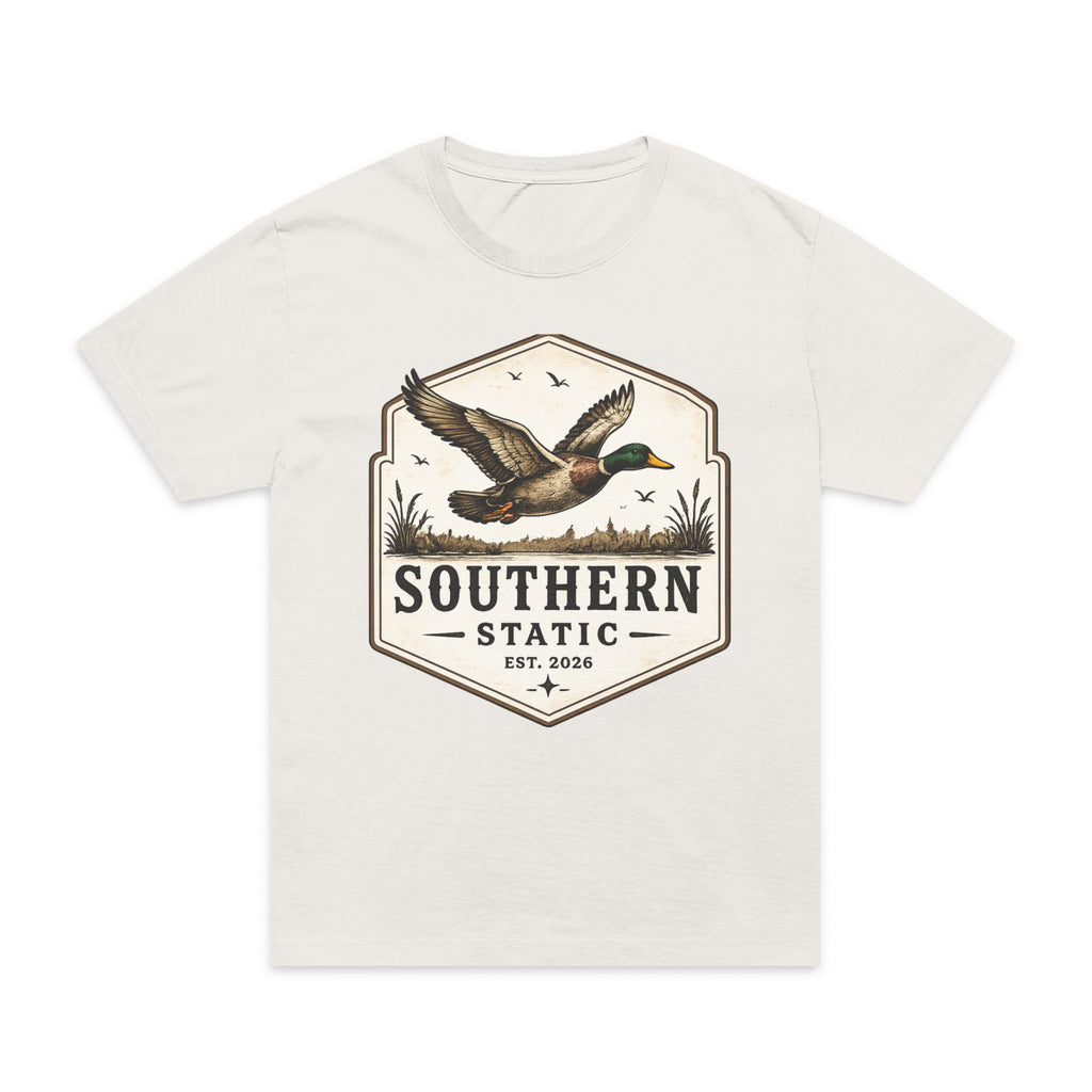 Duck Hunting Badge T-Shirt — "Southern Static" Vintage Mallard Tee