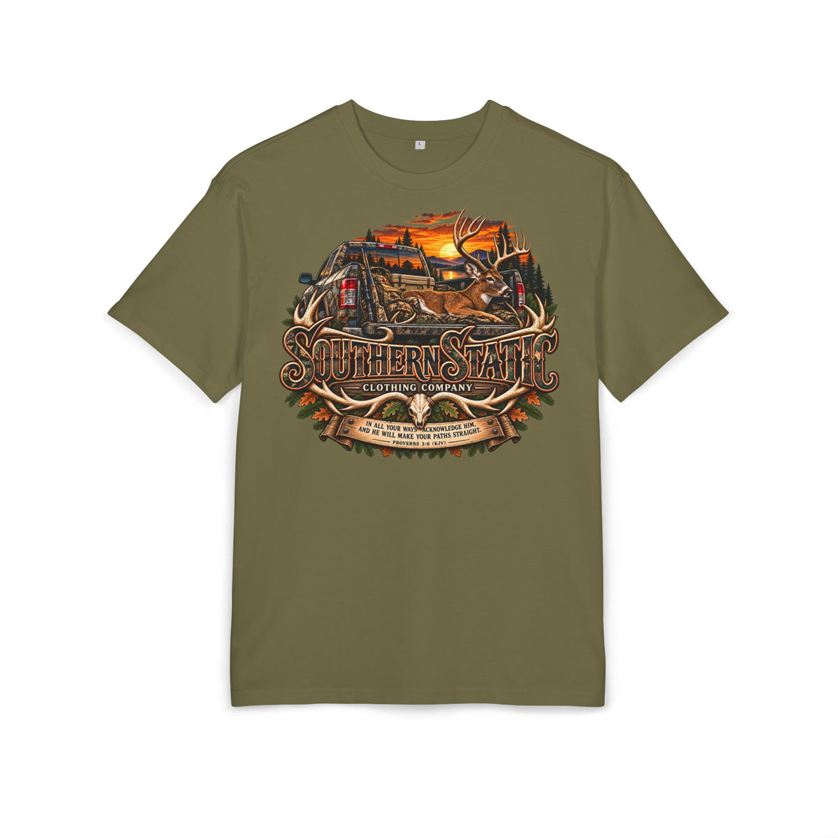 Southern Static Vintage Truck Tee — Retro Sunset Pickup Graphic T-Shirt