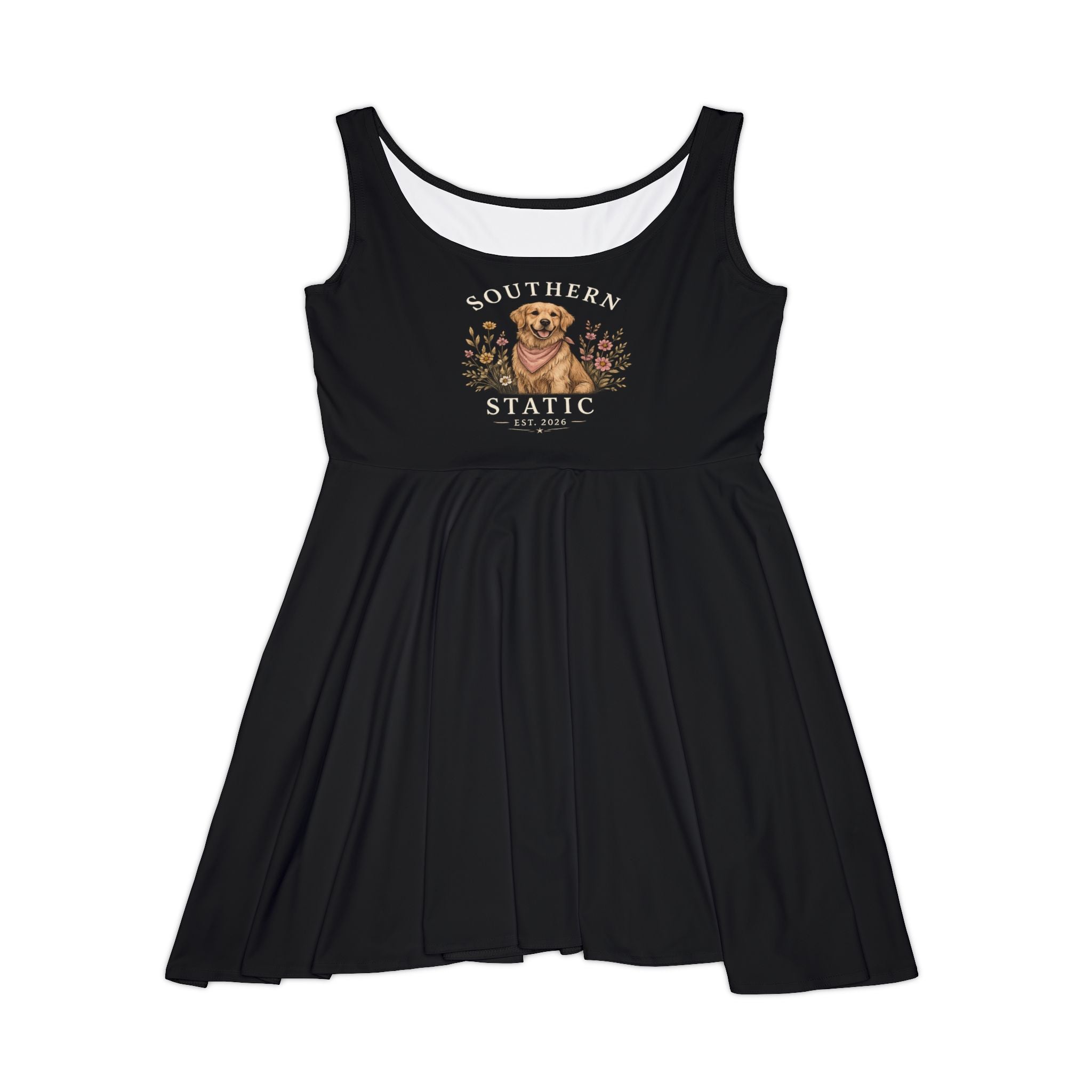 Golden Retriever Smile Skater Dress — Cute Dog Graphic Women’s Dress