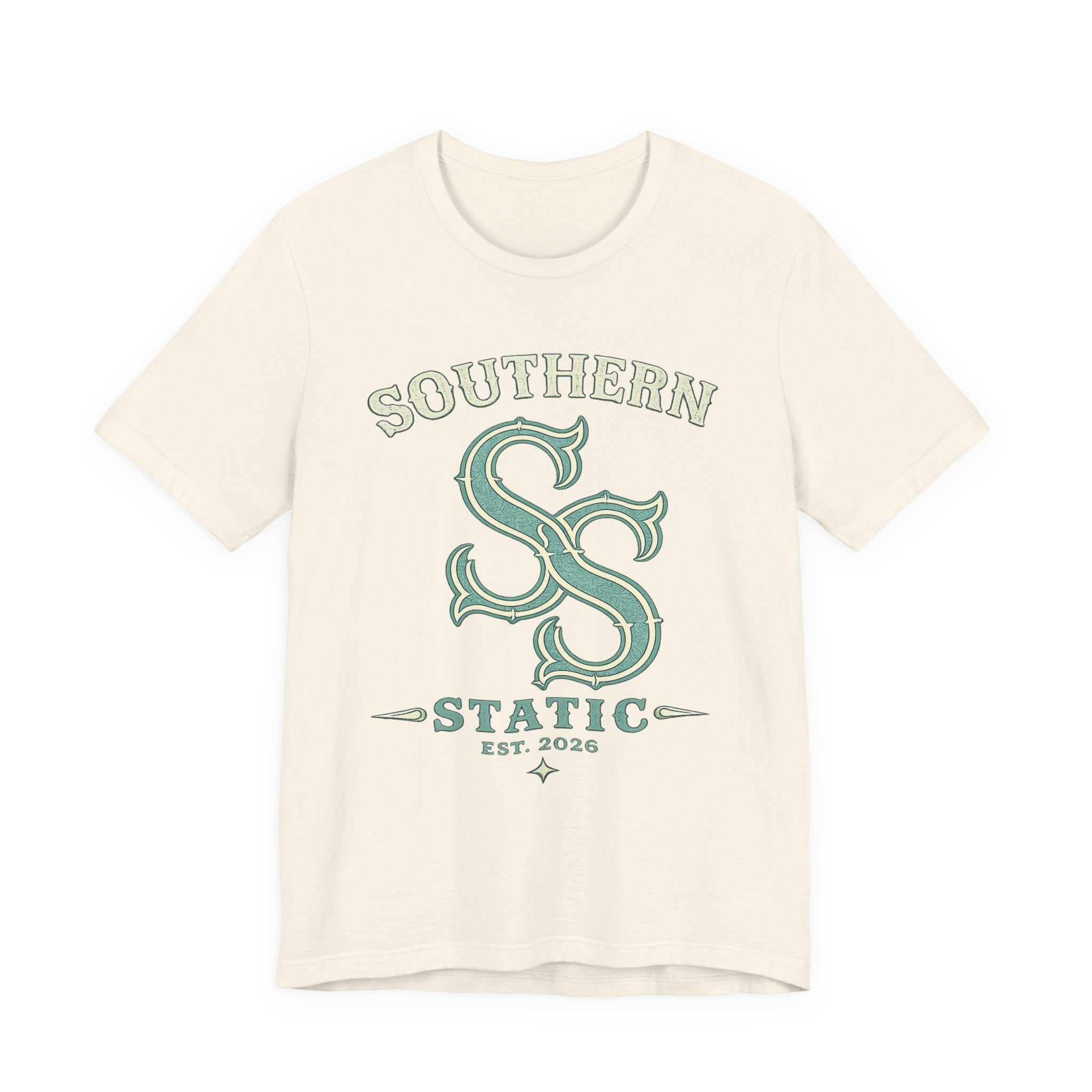 Southern Static Logo Tee — Retro Green Graphic T-Shirt